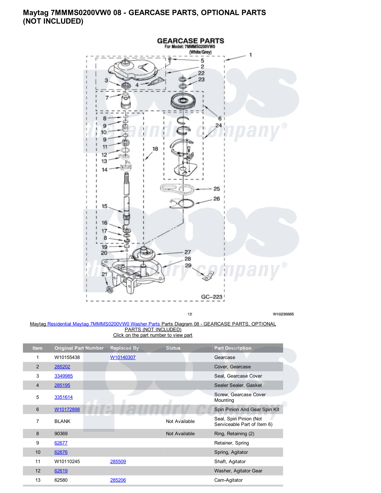 Maytag 7MMMS0200VW0 Parts Diagram