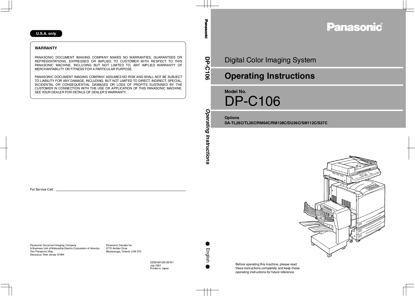 Panasonic DP-C106 User Manual