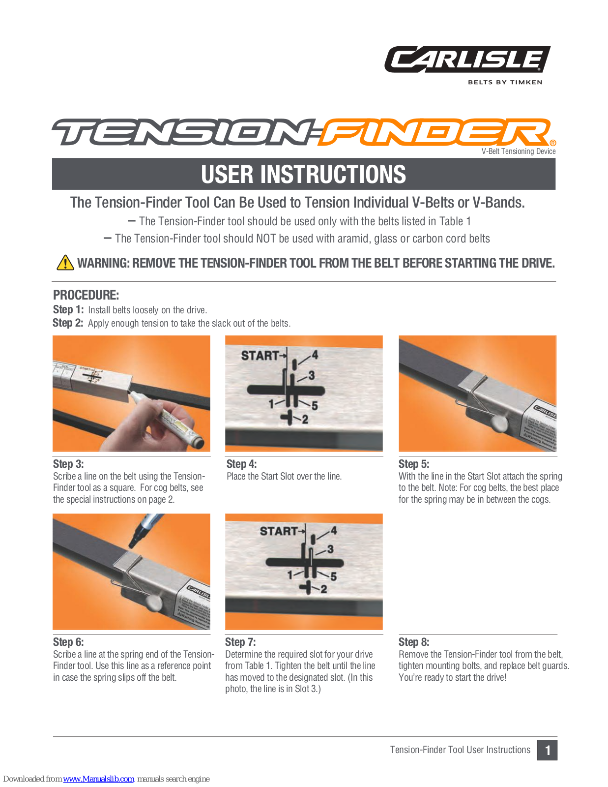 Carlisle Tension-Finder User Instruction Manual