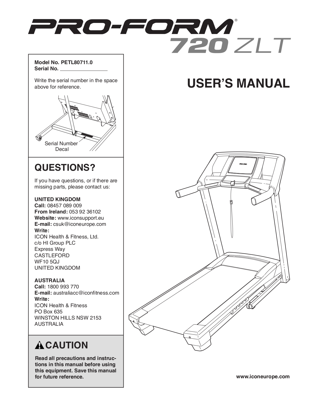 ProForm PETL807110 User Manual