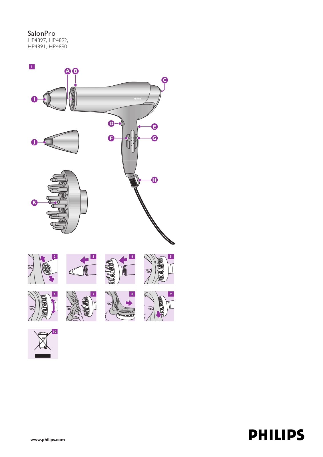 Philips HP4897, HP4892, HP4891, HP4890 User manual