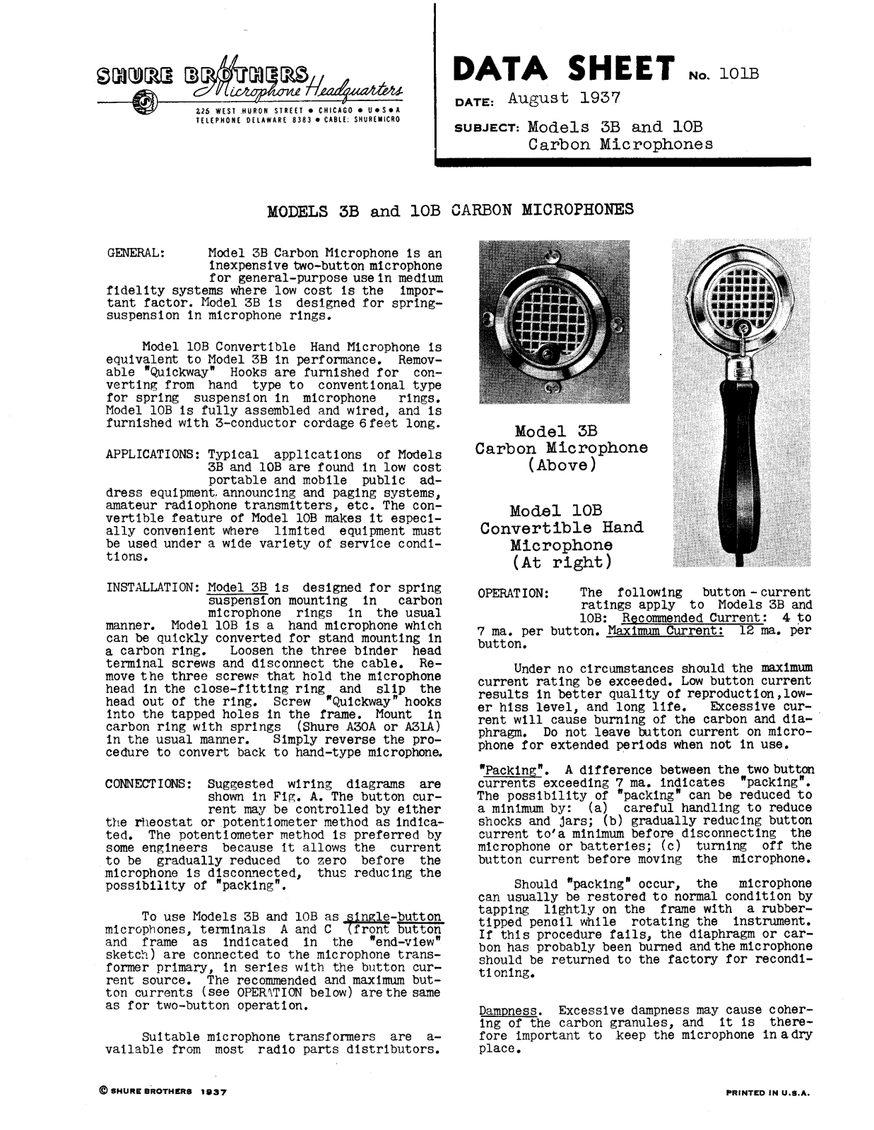 Shure 3B, 10B User Guide - ManualMachine.com