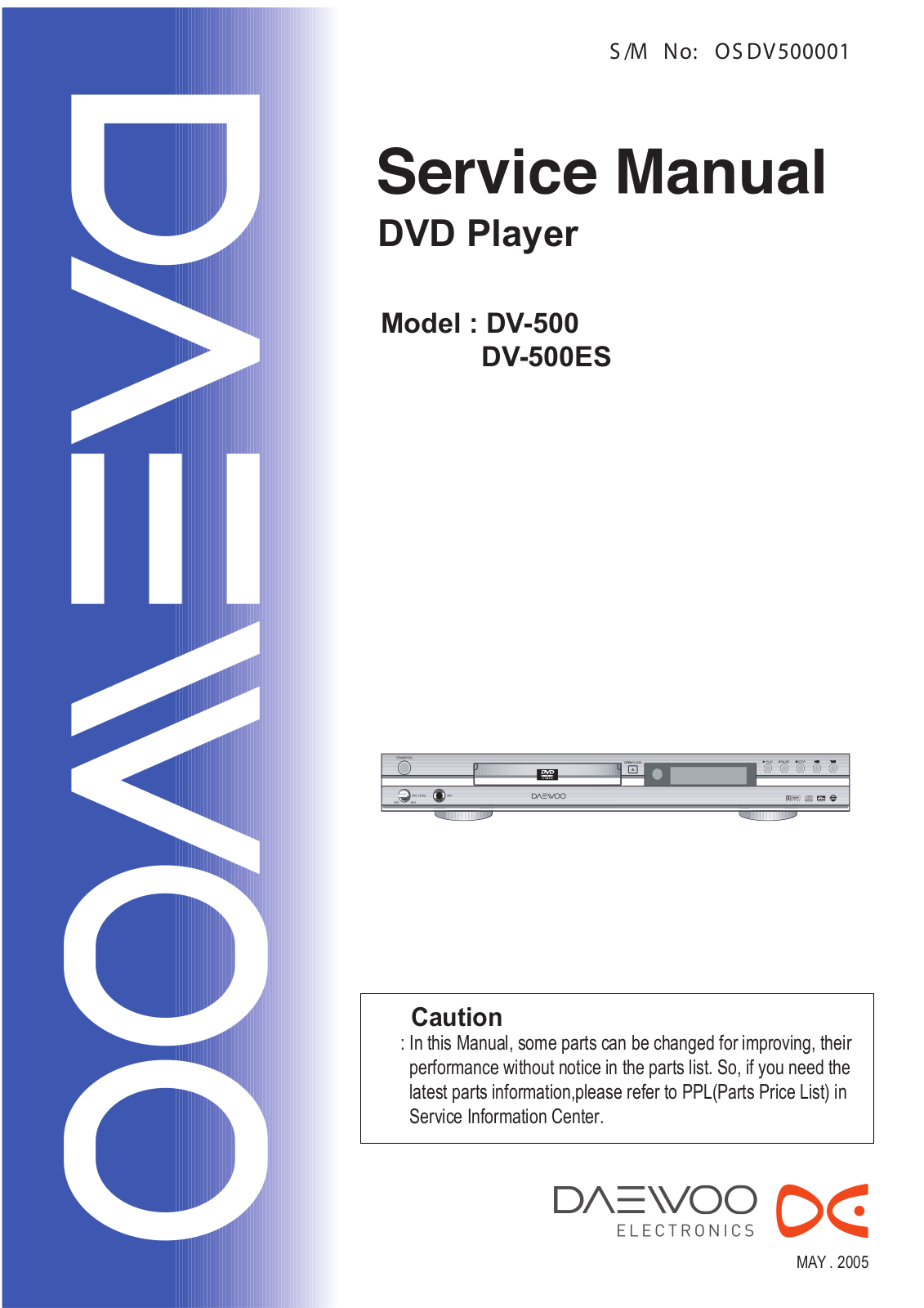 Daewoo DV-500, DV-500ES Service Manual