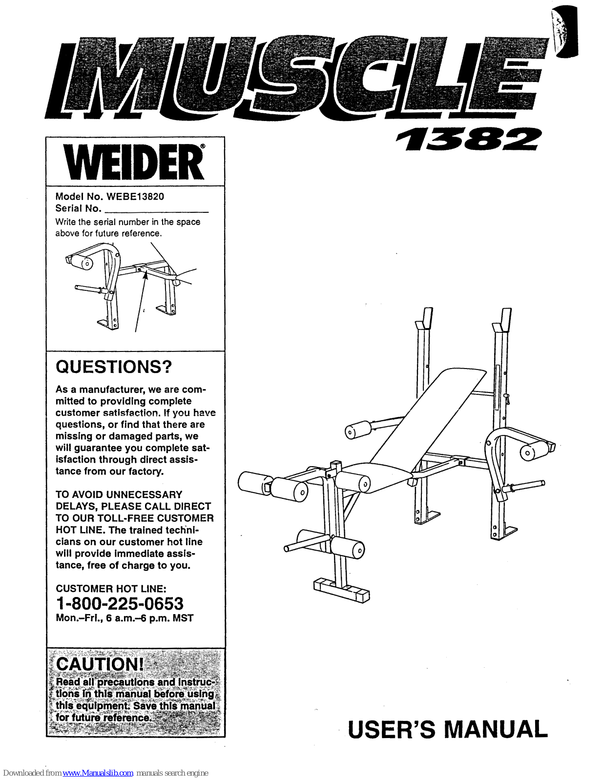 Weider WEBE13820 User Manual