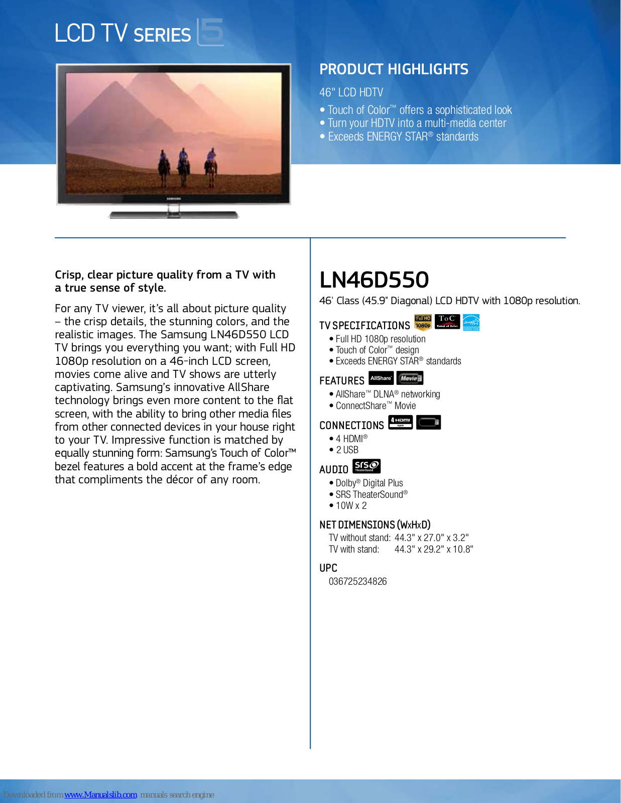 Samsung LN46D550K1FXZA, LN46D550 Brochure