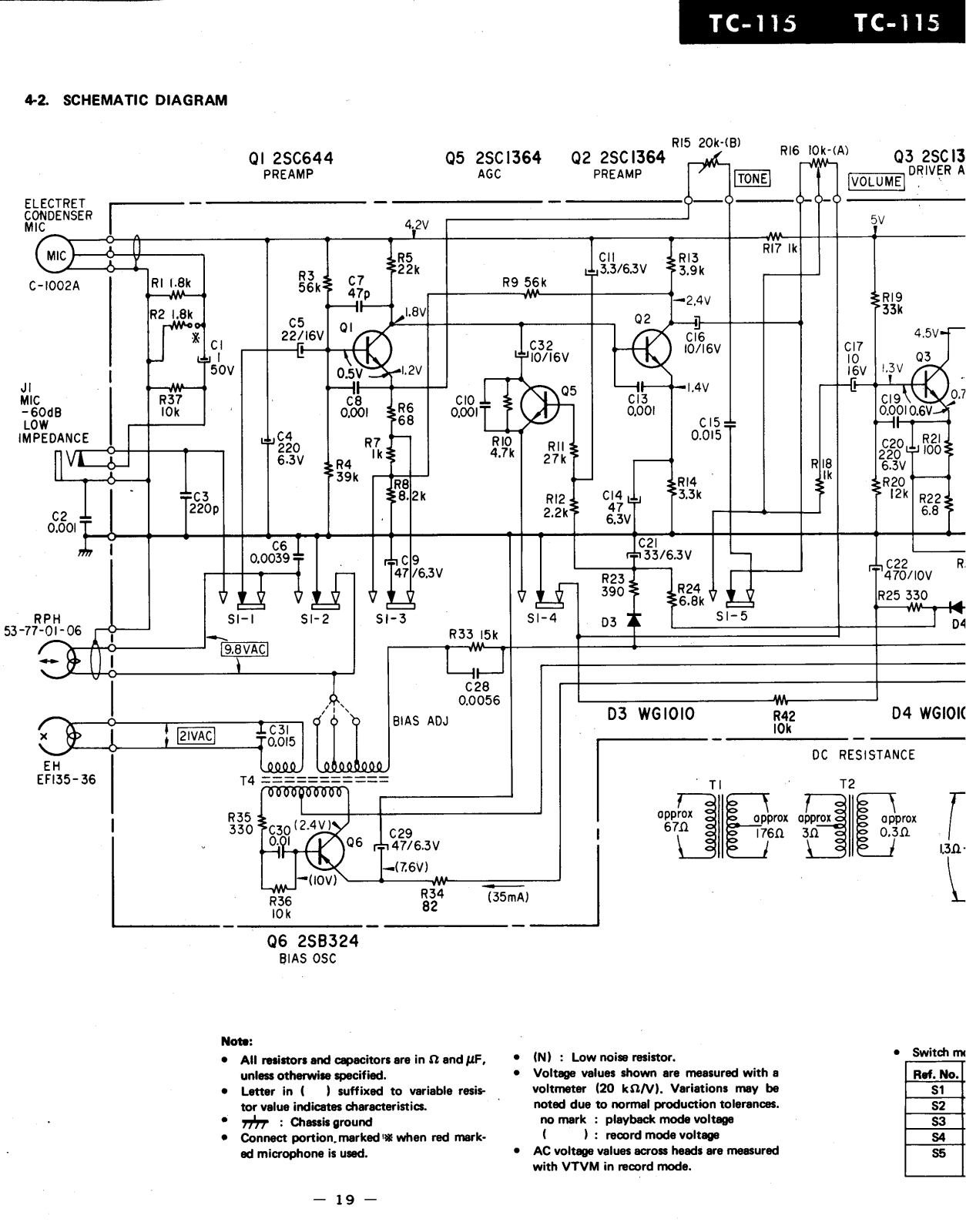 Sony TC-115 Schematic