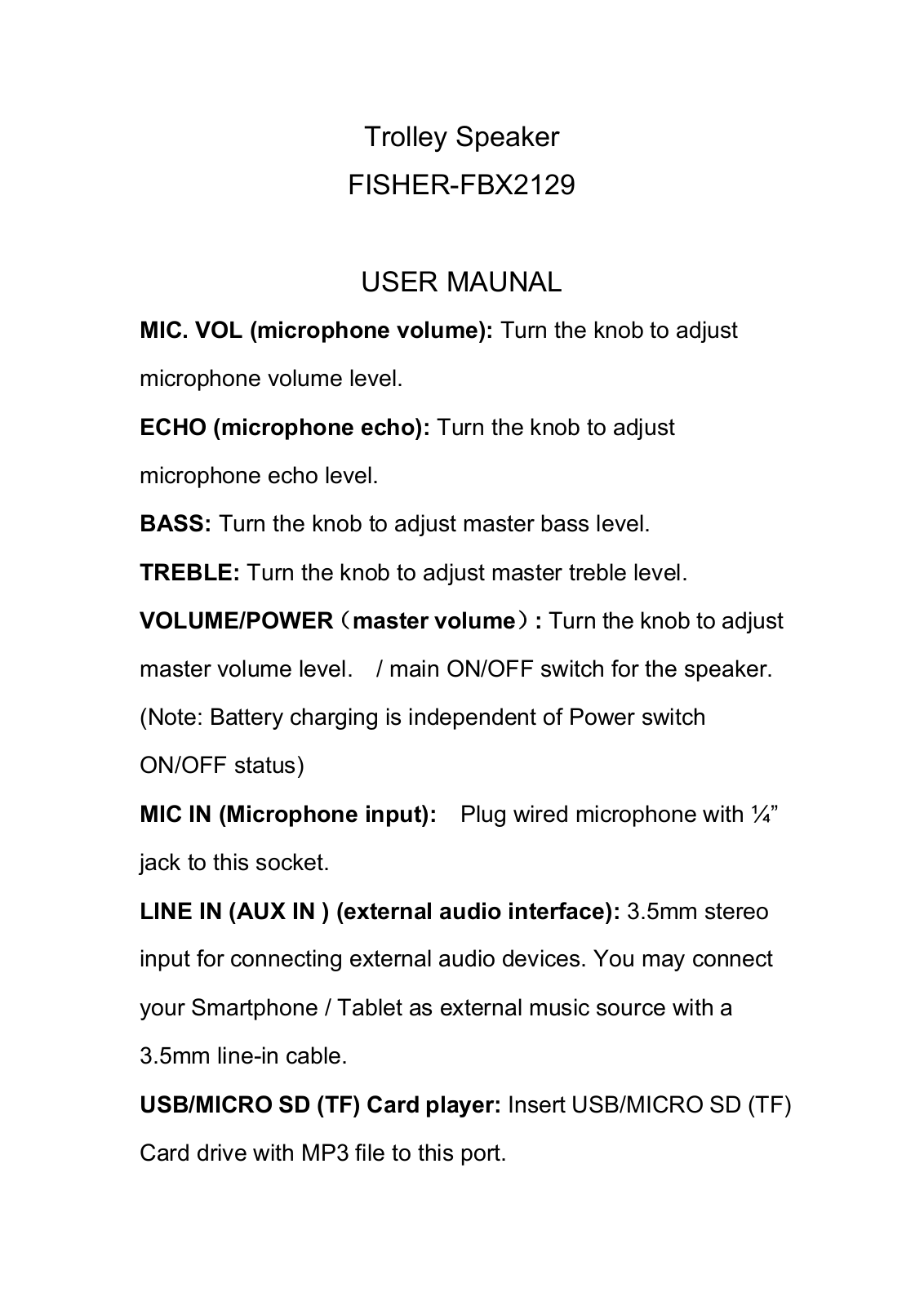 Migear FBX2129 User Manual