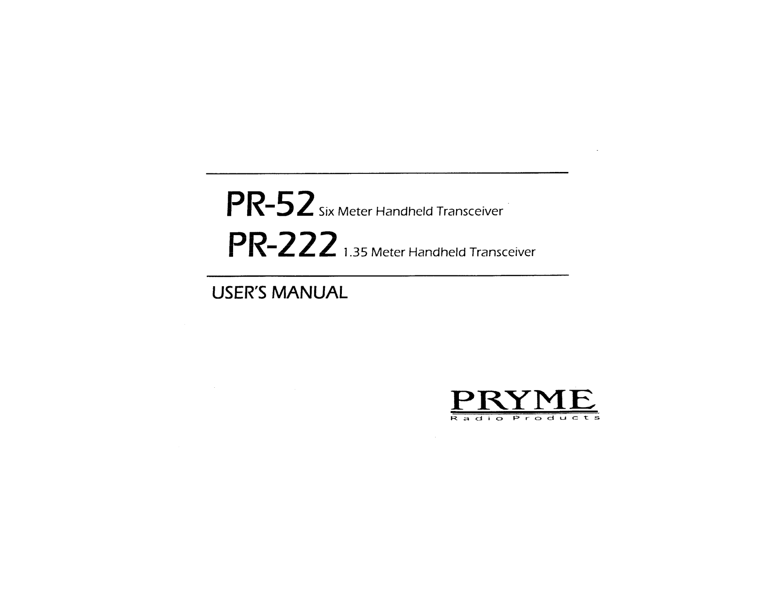 Pryme PR-222, PR-52 Manual