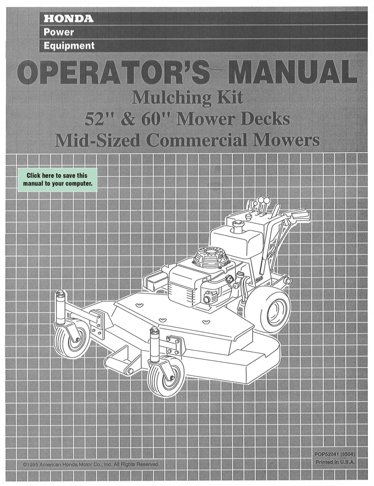 Honda Power Equipment 52-inch, 60-inch User Manual