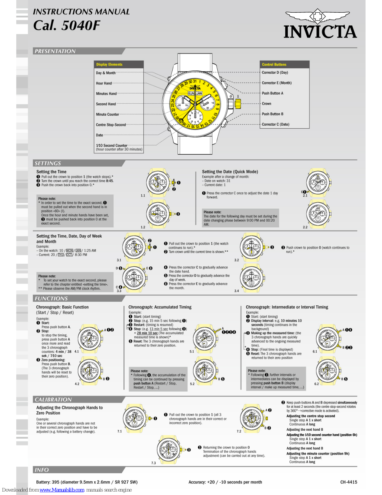 Invicta Cal. 5040F Instruction Manual