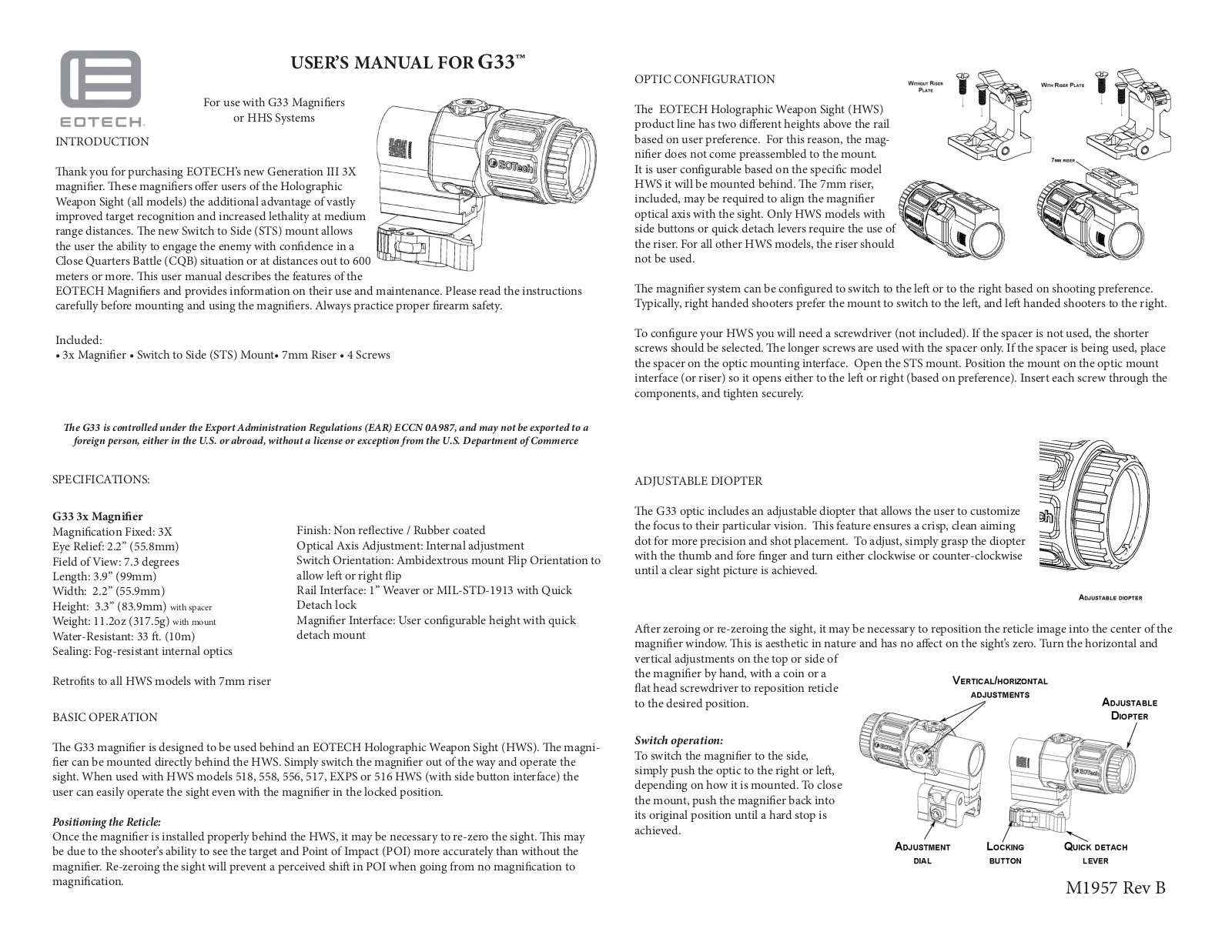 EOTech G33 User Manual