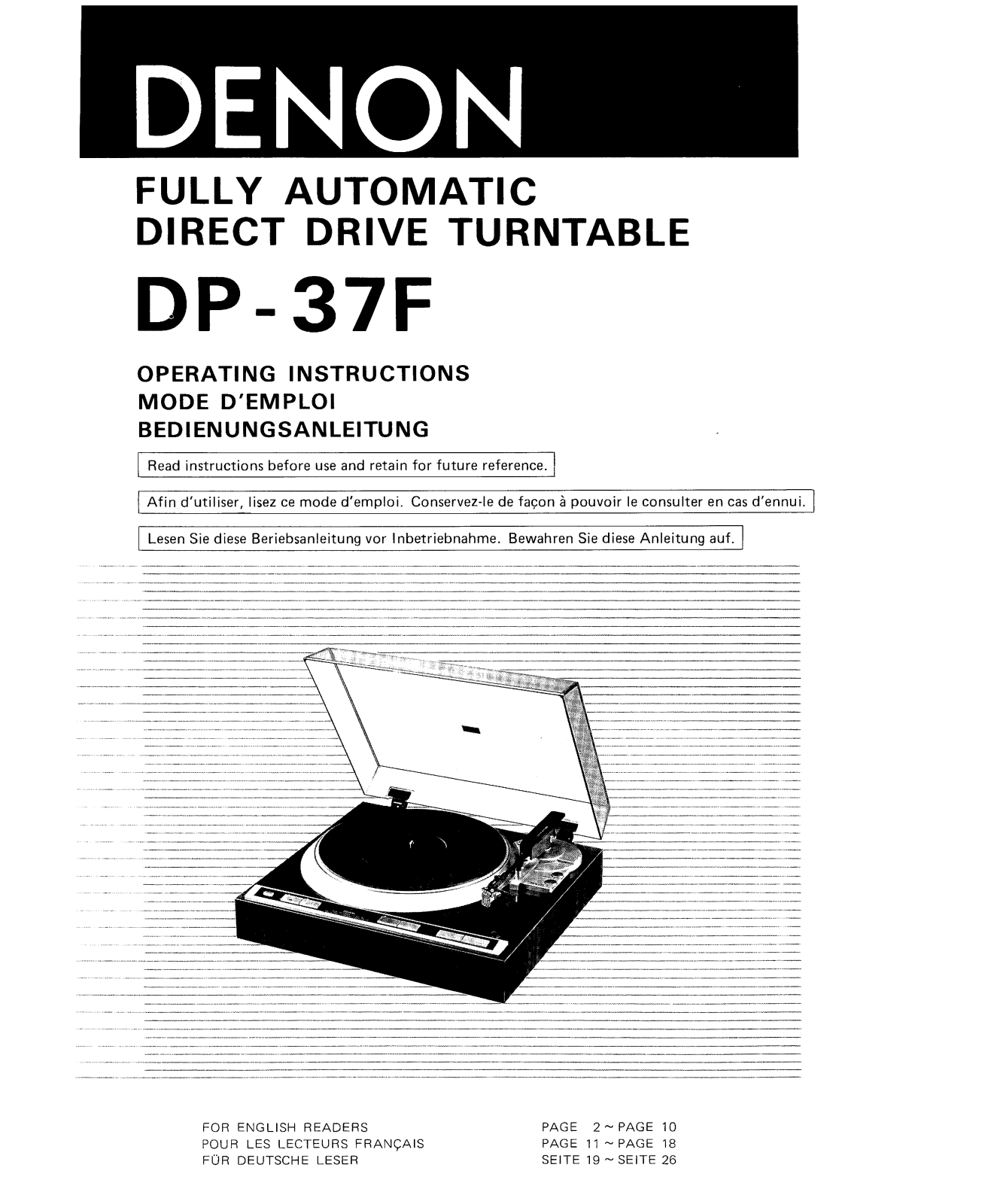 Denon DP-37F Owner's Manual