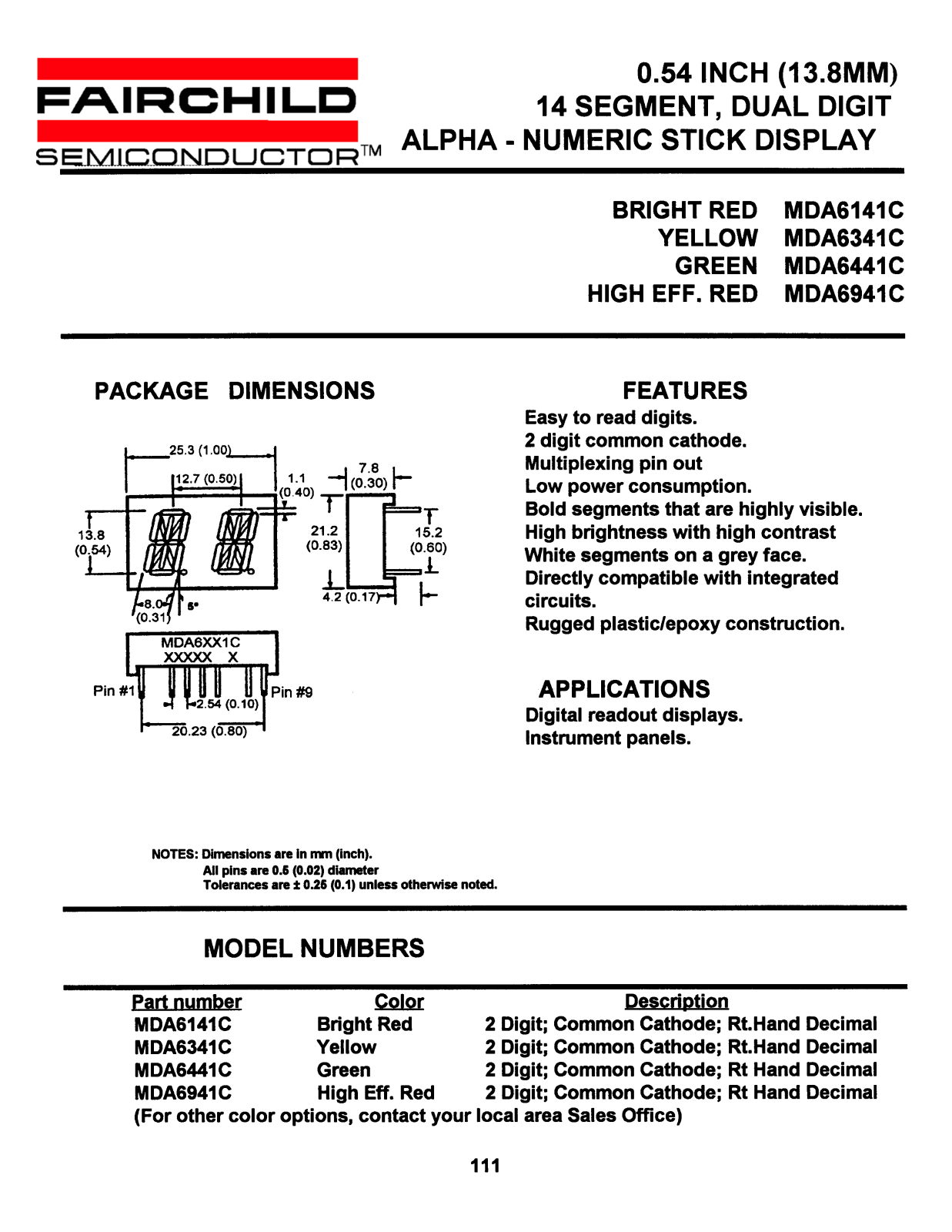 Fairchild Semiconductor MDA6941C, MDA6441C, MDA6341C, MDA6141C Datasheet