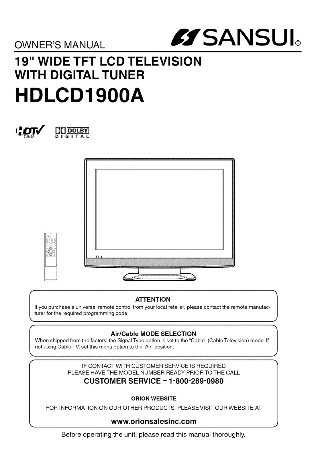 Sansui HDLCD1900A User Manual - ManualMachine.com