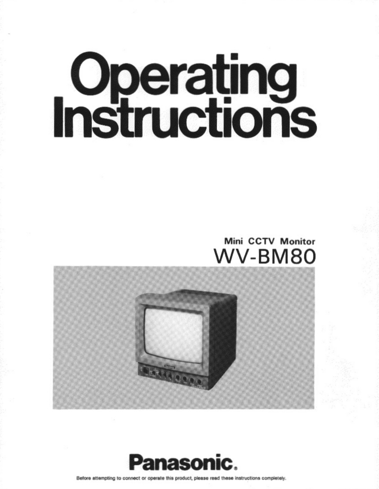 Panasonic wv-bm80 Operation Manual