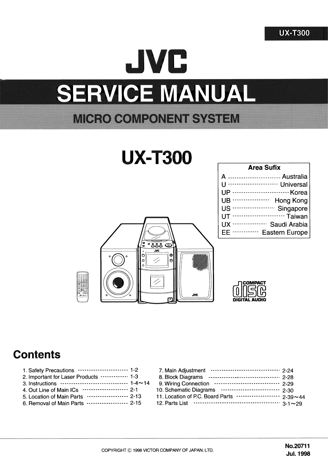 JVC UX-T300A, UX-T300EE, UX-T300U, UX-T300UB, UX-T300UP Service Manual
