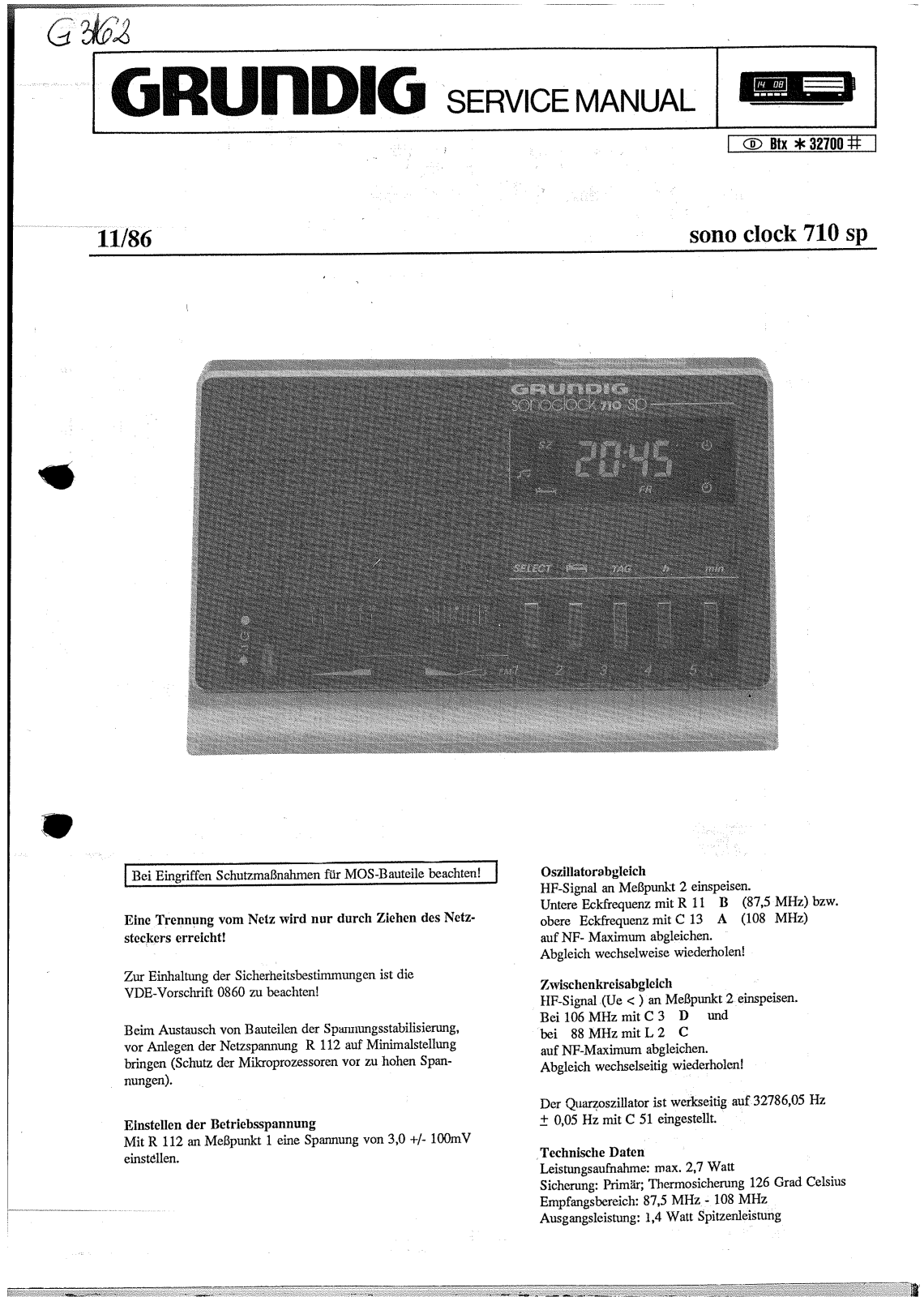 Grundig Sonoclock-710 Service Manual