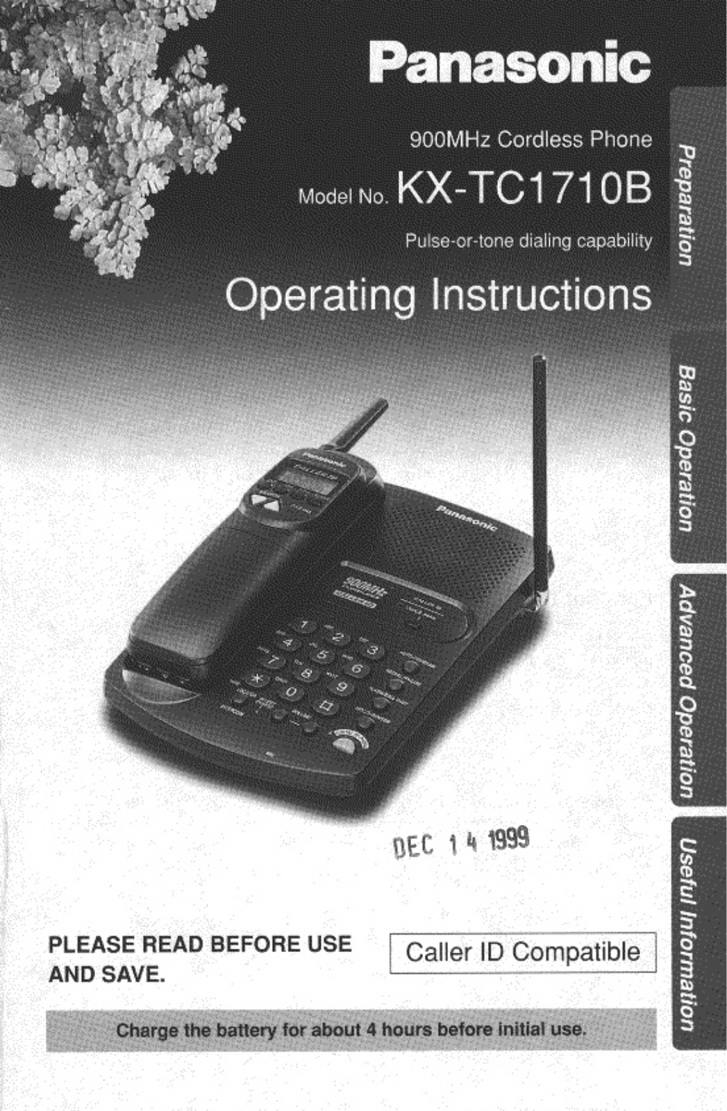 Panasonic kx-tc1710 Operation Manual