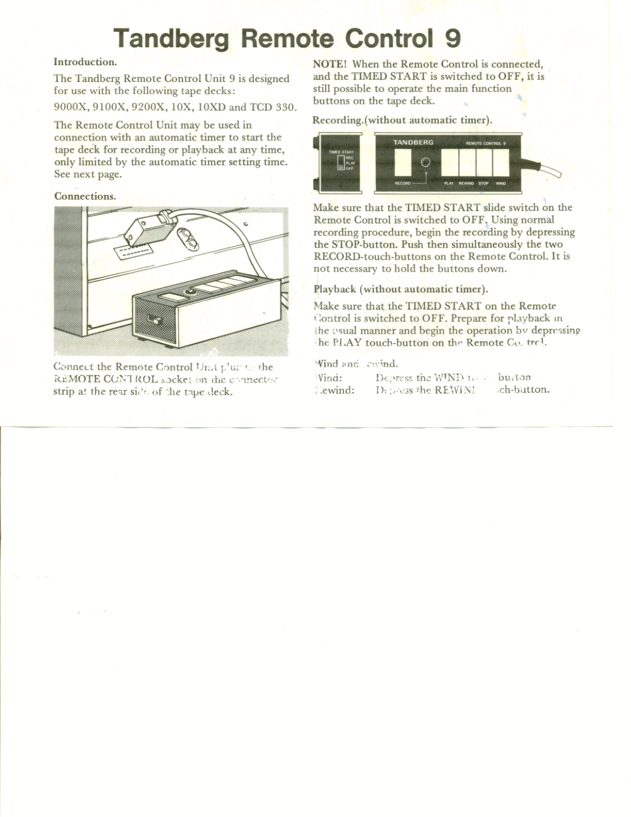 Tandberg RC-9 Owners manual