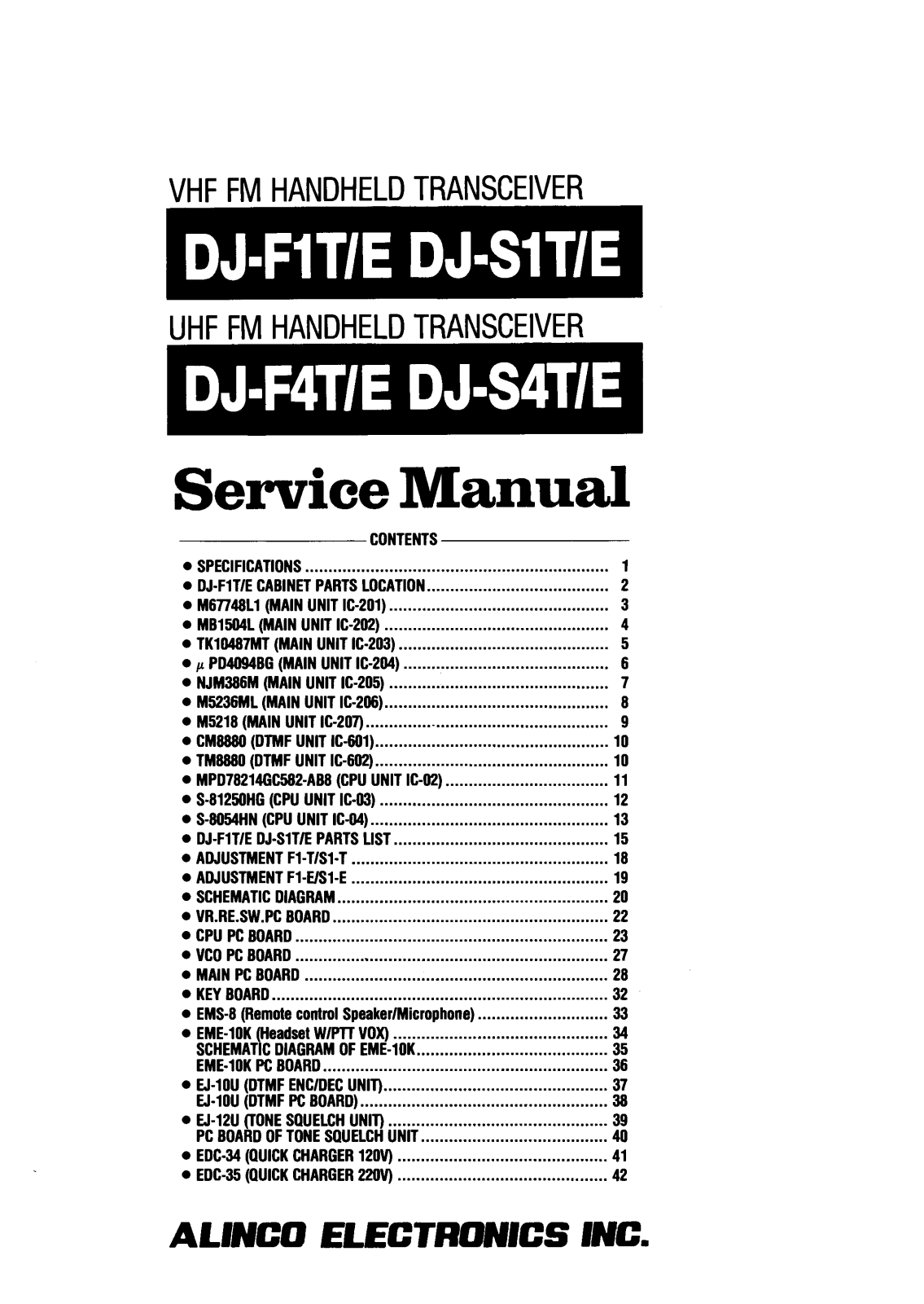 Alinco DJ-S4E, DJ-S4T, DJ-F4E, DJ-F4T, DJ-S1E Service Manual