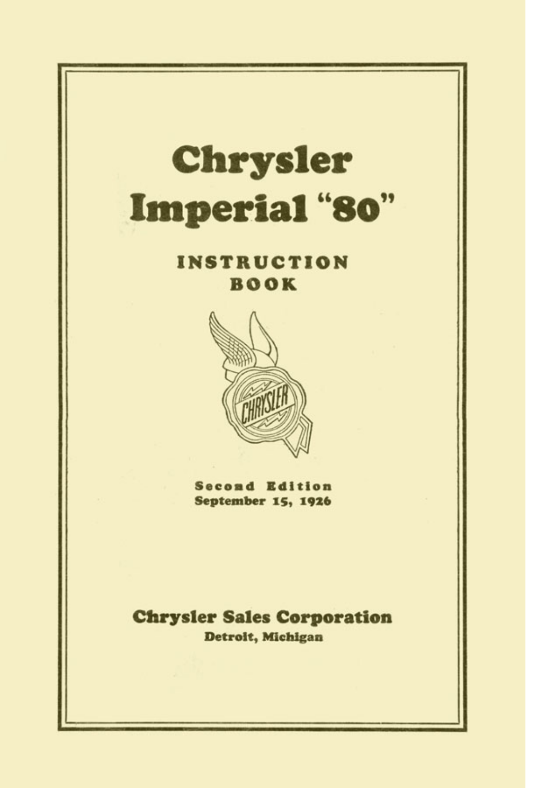 Chrysler Imperial 1927 User Manual