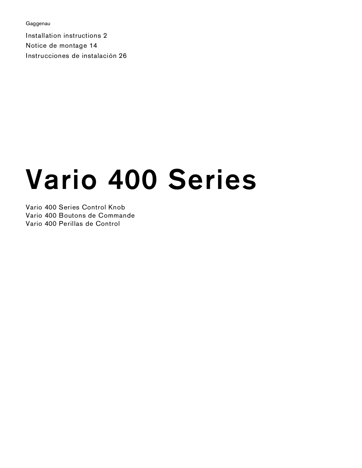 Gaggenau VI492611, VI414611 Installation manual