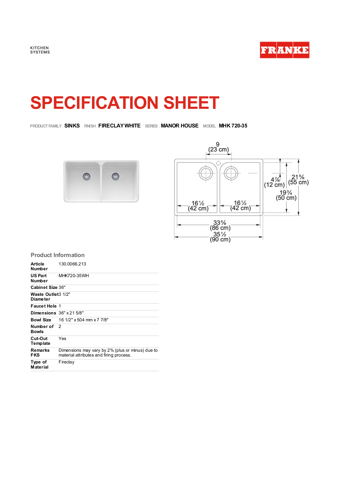 Franke Foodservice MHK 720-35 User Manual