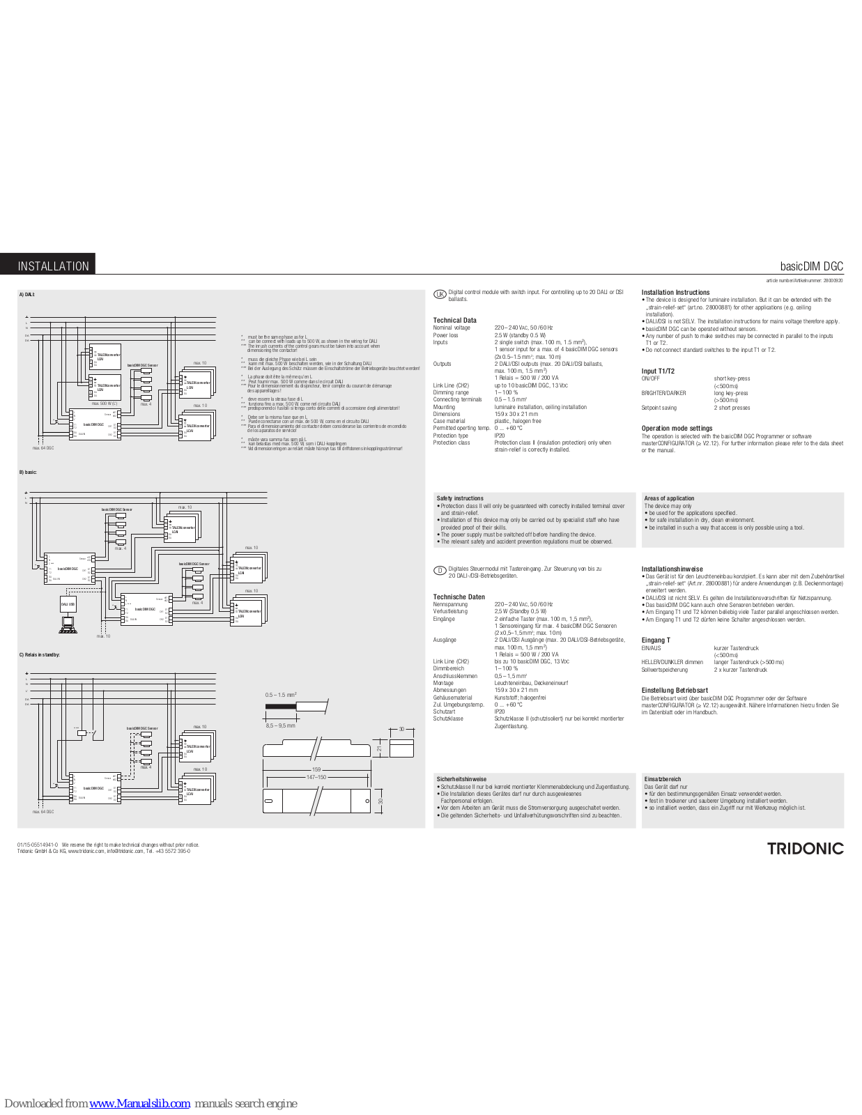 Tridonic basicDIM DGC Installation Instructions Manual - ManualMachine.com