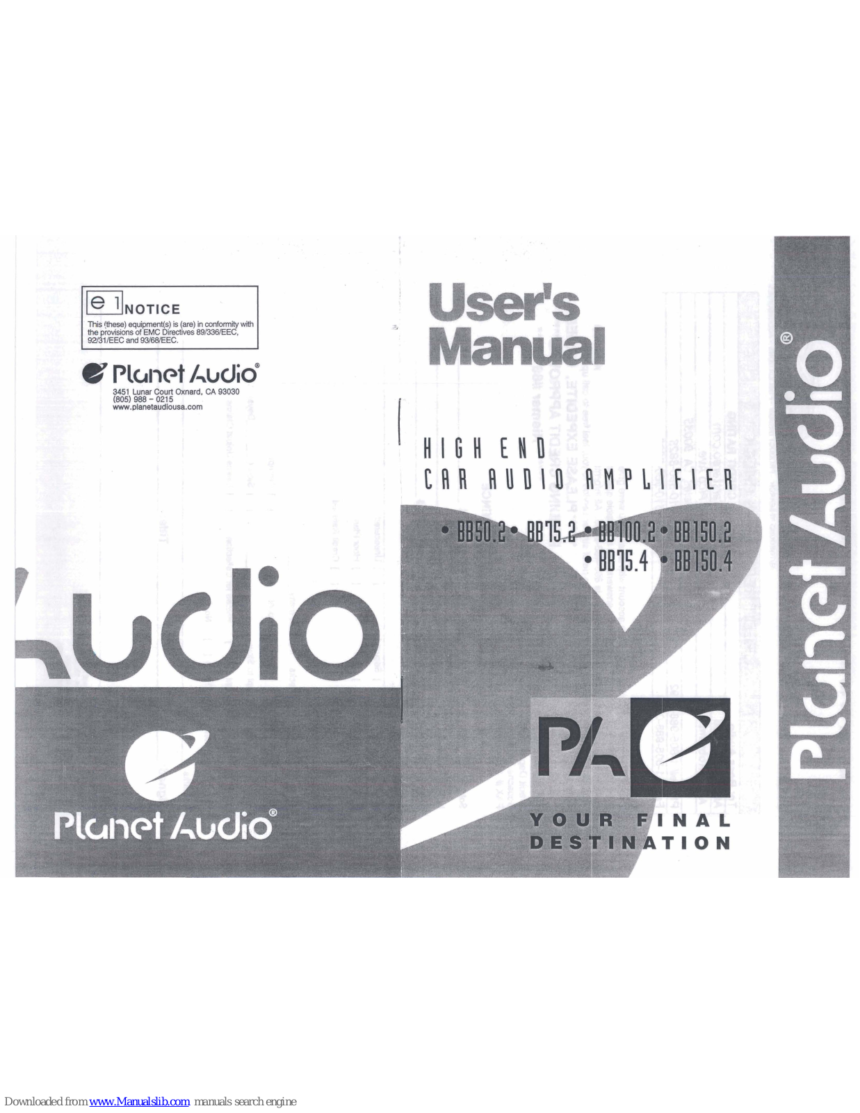 Planet Audio BB50.2, BB150.2, BB150.4, BB75.2, BB100.2 User Manual - ManualMachine.com