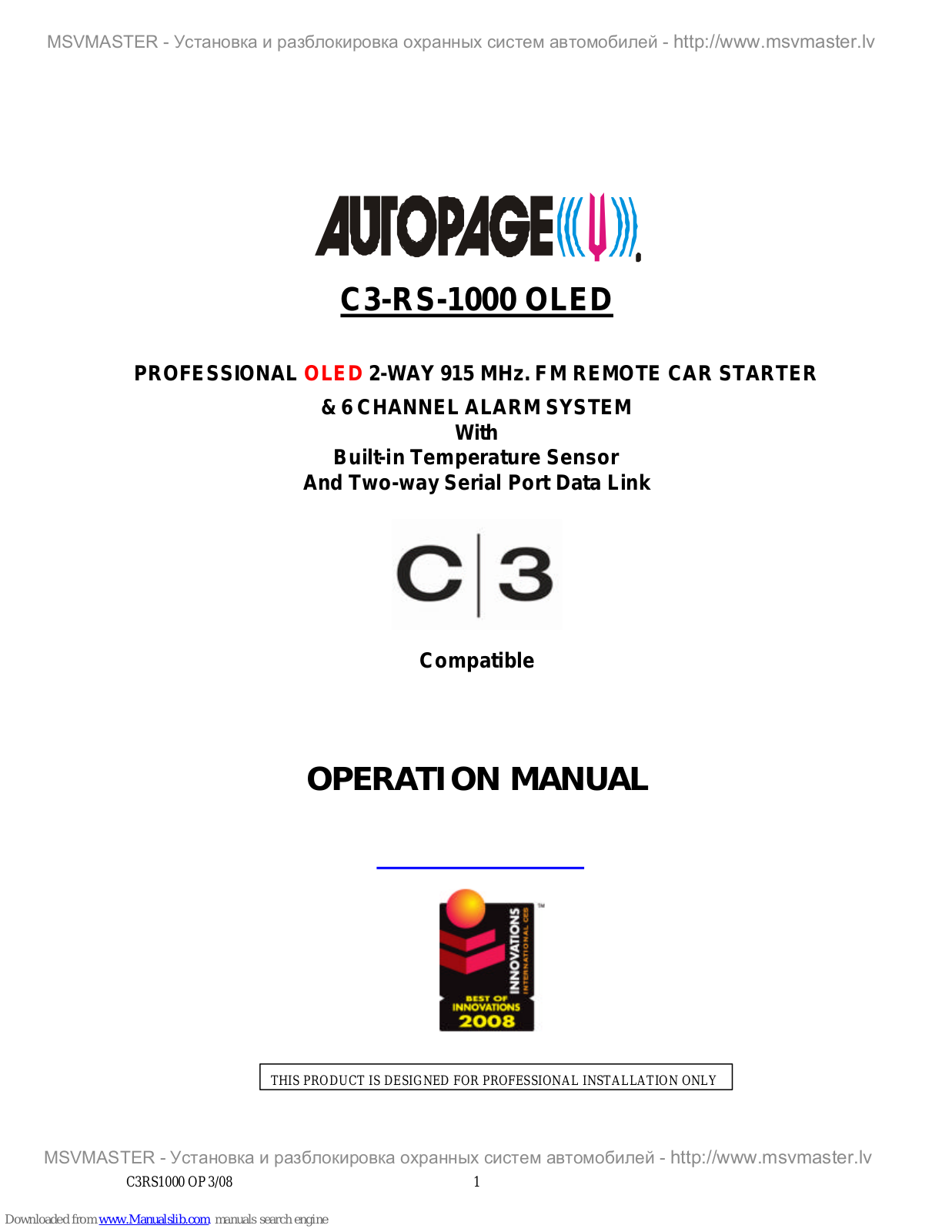 Autopage C3-RS-1000 OLED Operation Manual