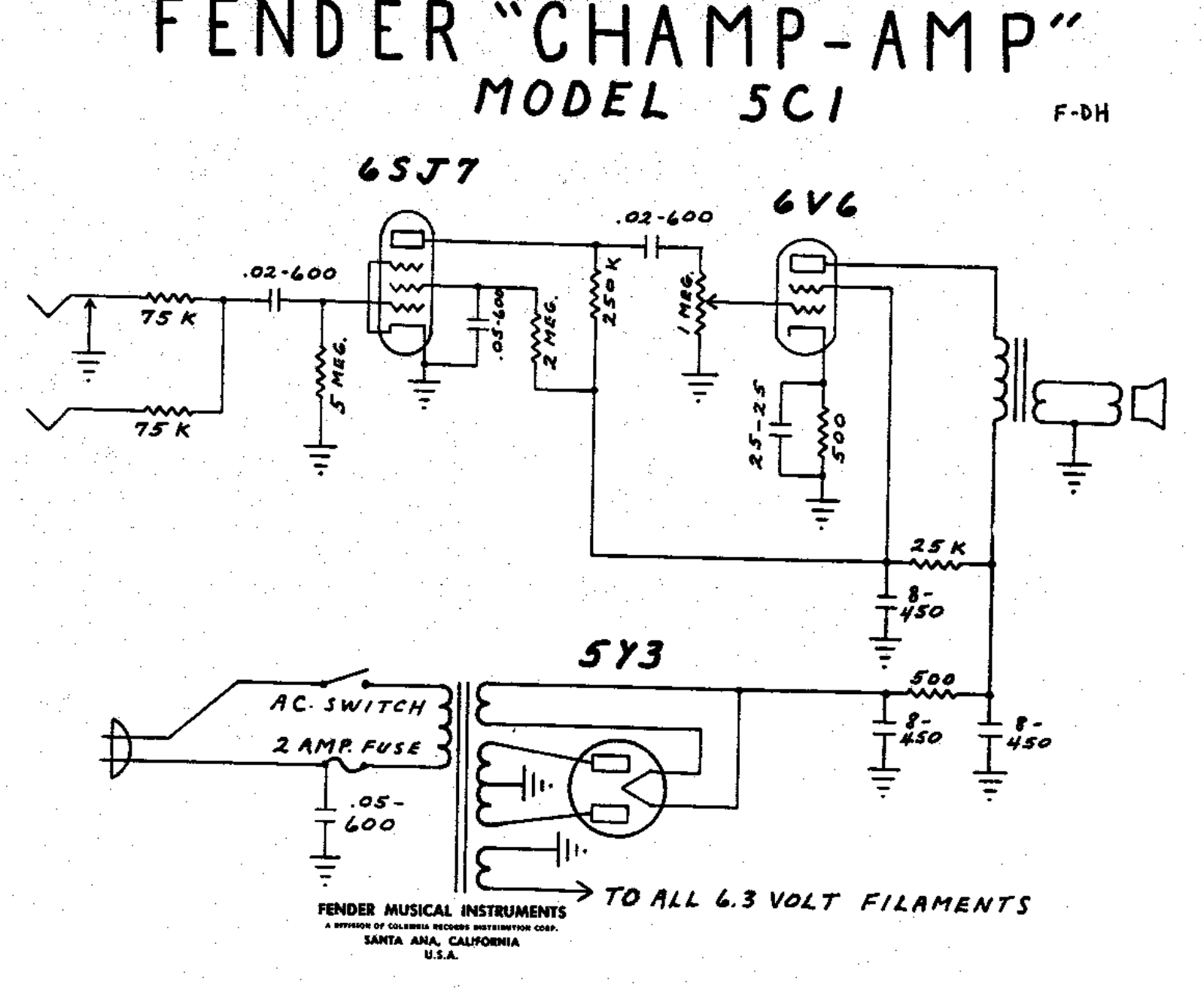 Fender Champ-5C1 Schematic