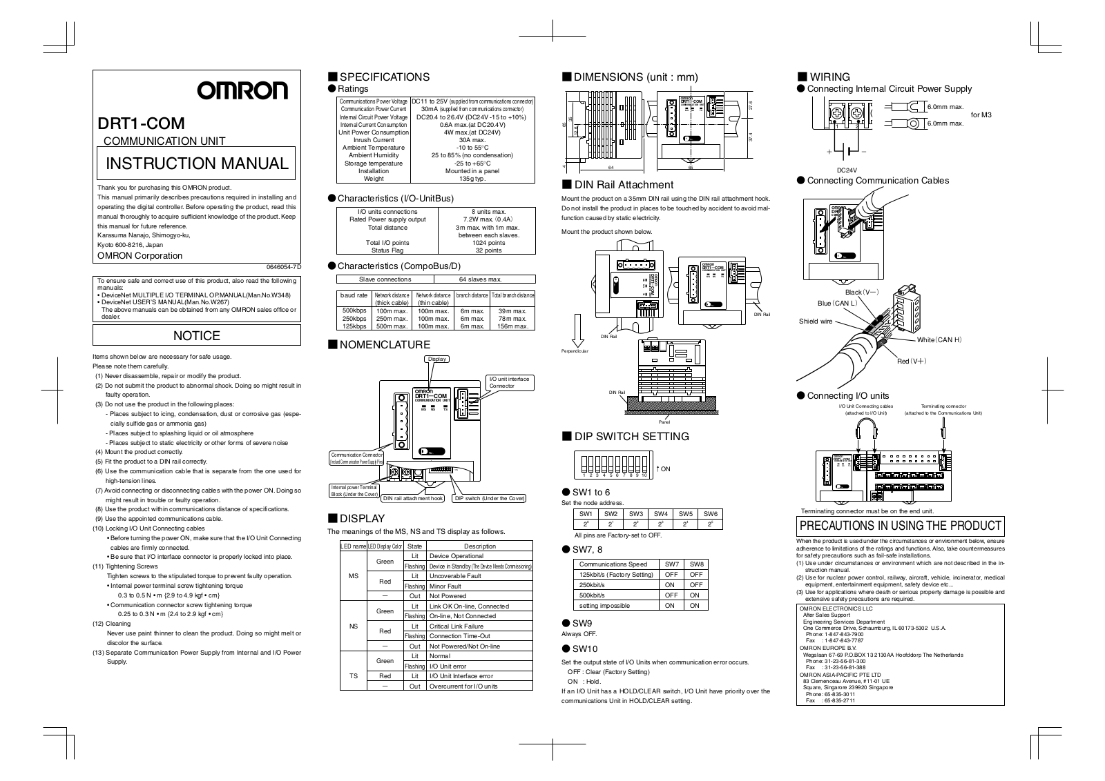 Omron DRT1-COM Instruction Manual