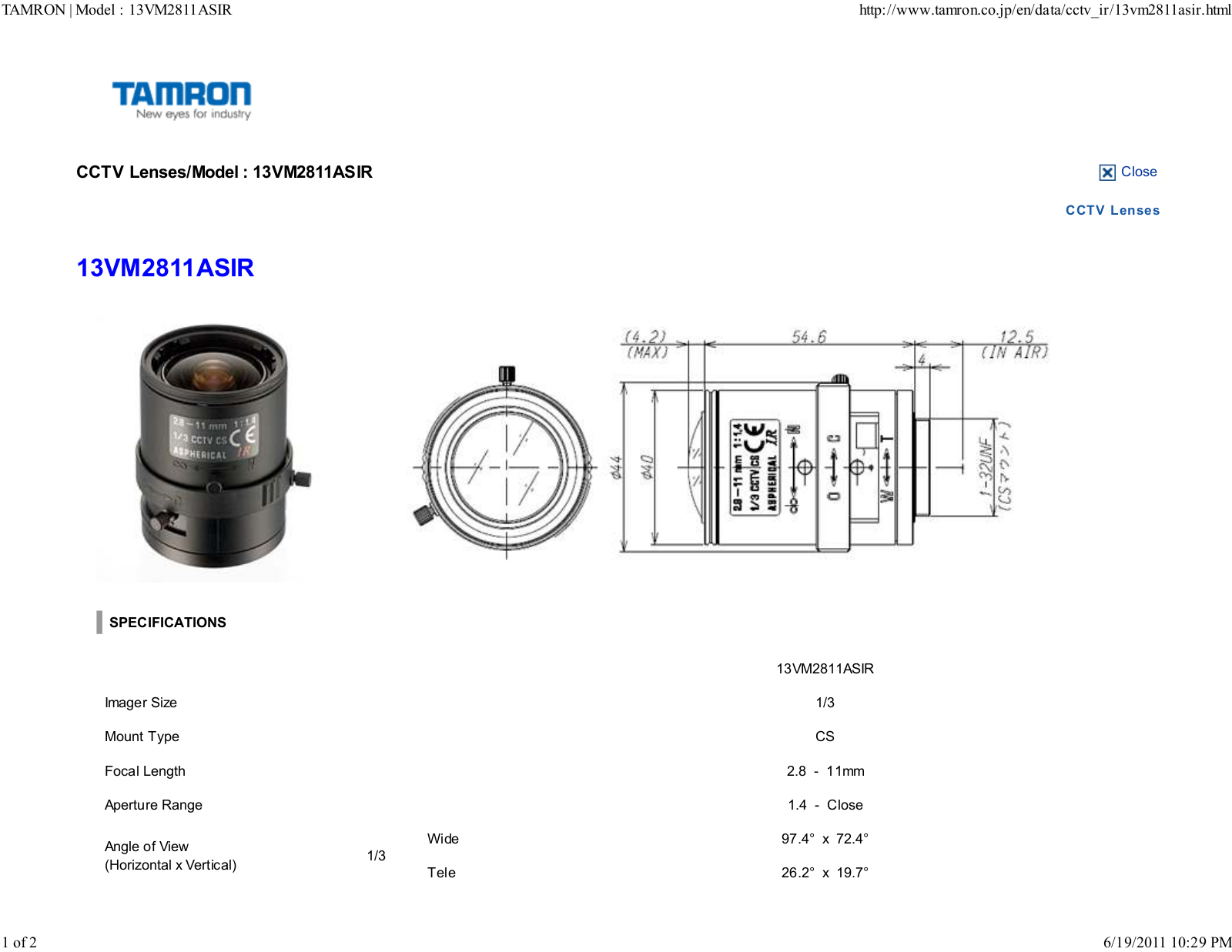 Tamron 13VM2811ASIR User Manual