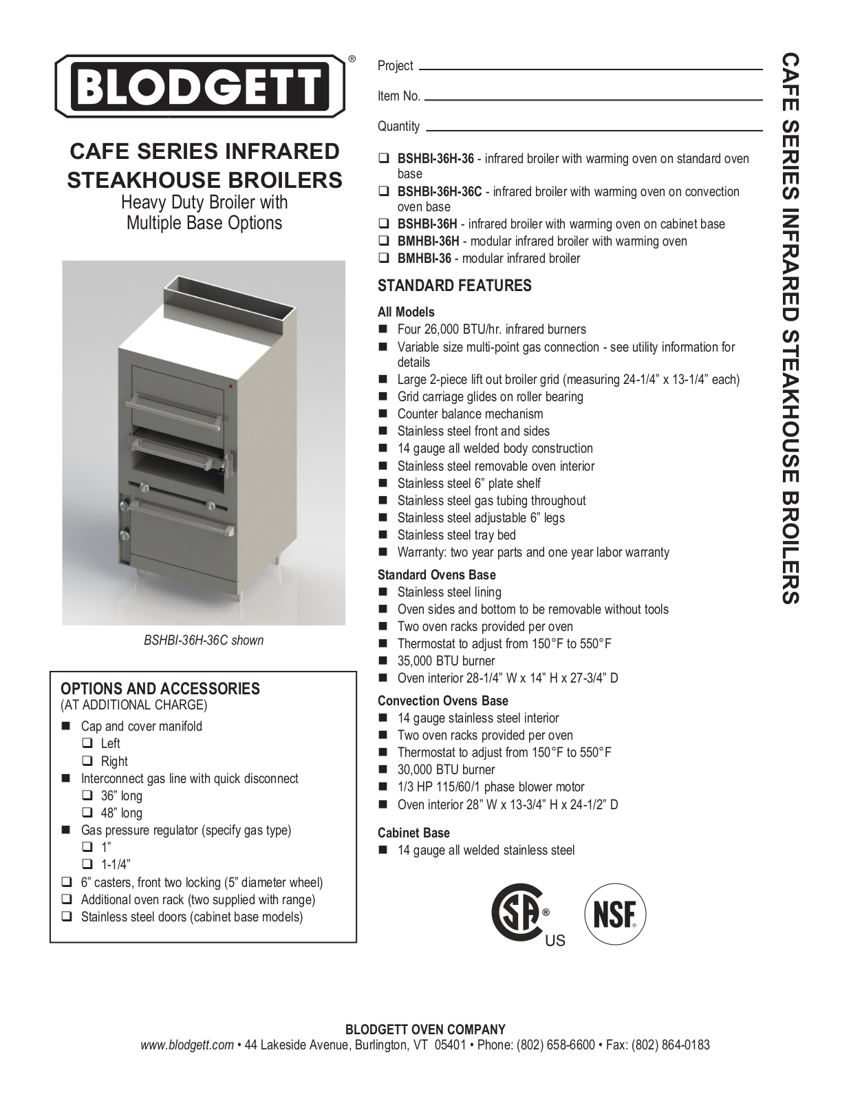 Blodgett BMHBI-36 User Manual