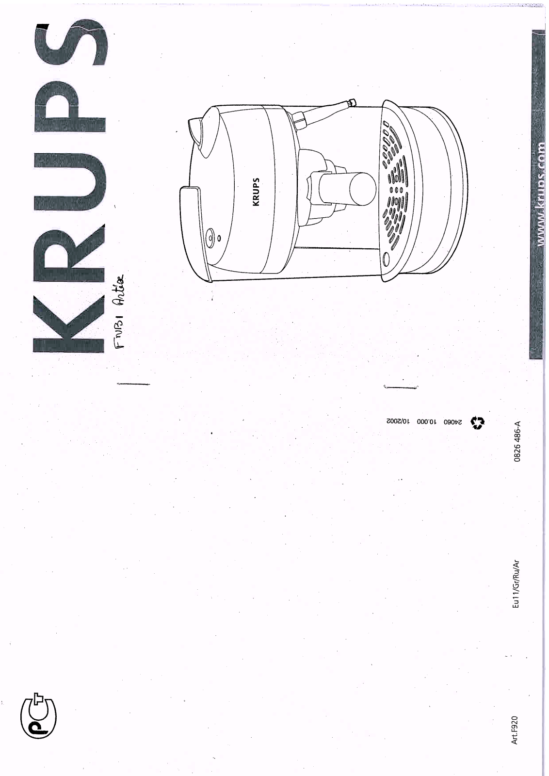 KRUPS FNB1 User Manual