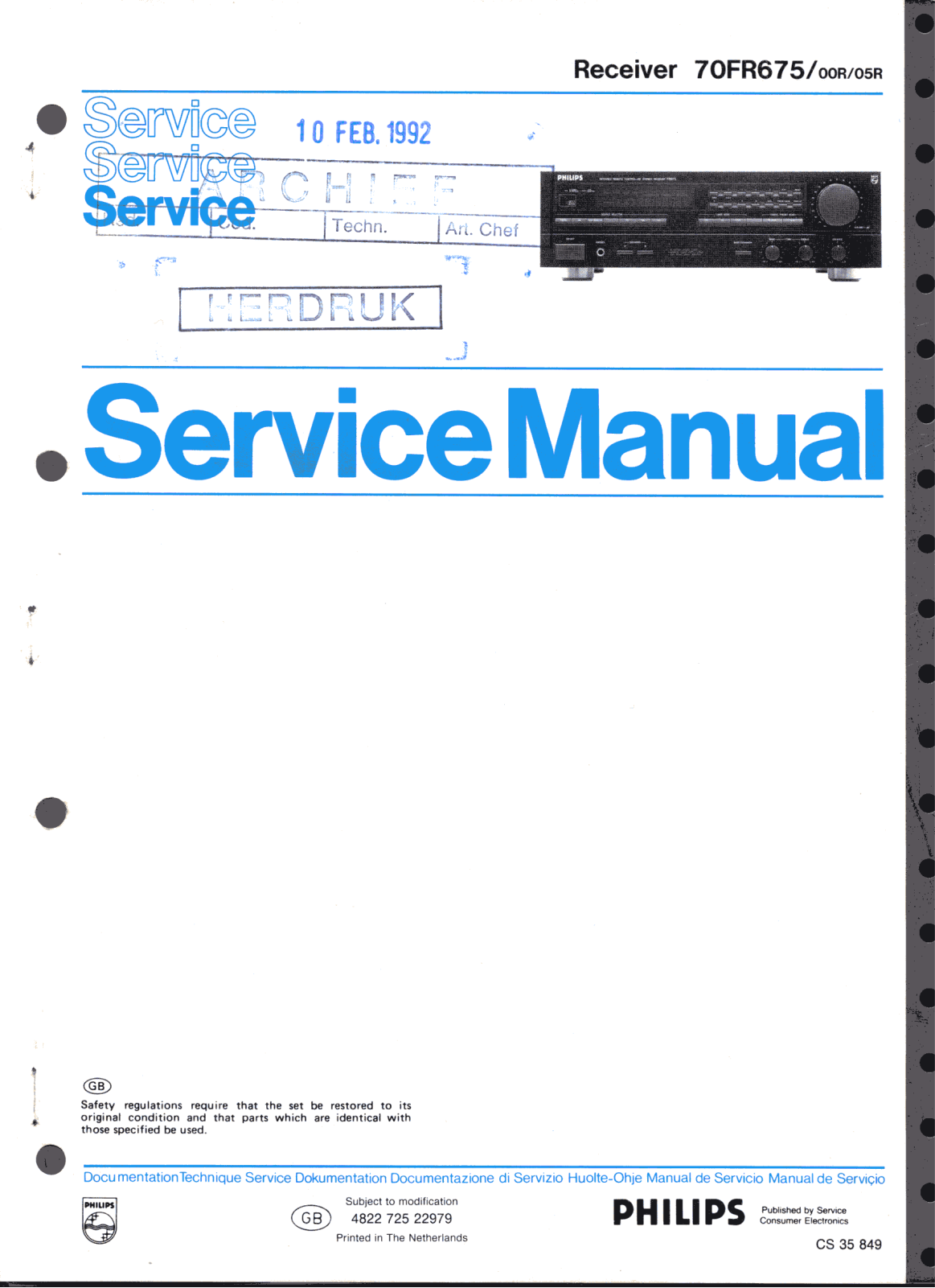 Philips FR-675 Service manual