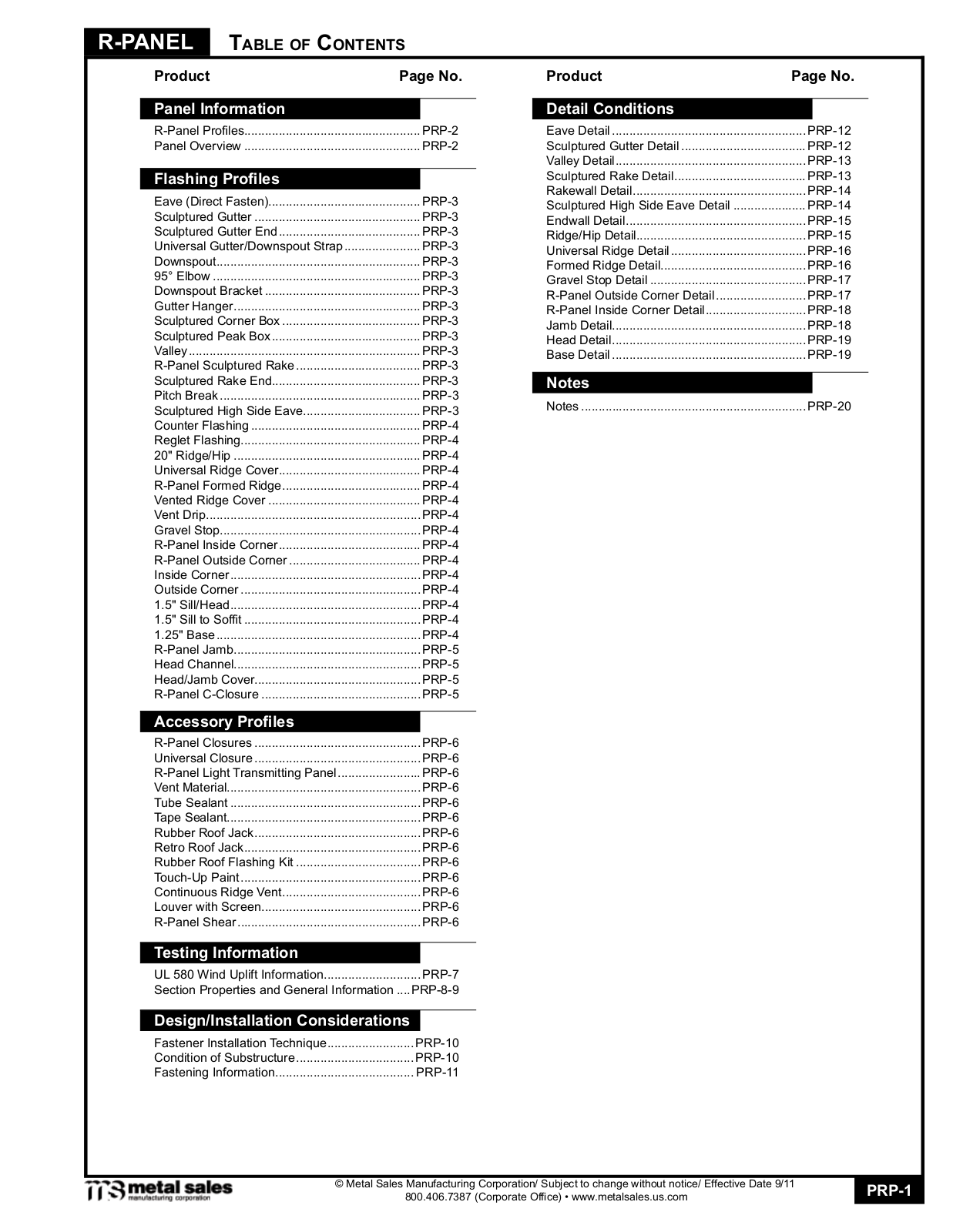 Metal Sales PBR-Panel User Manual