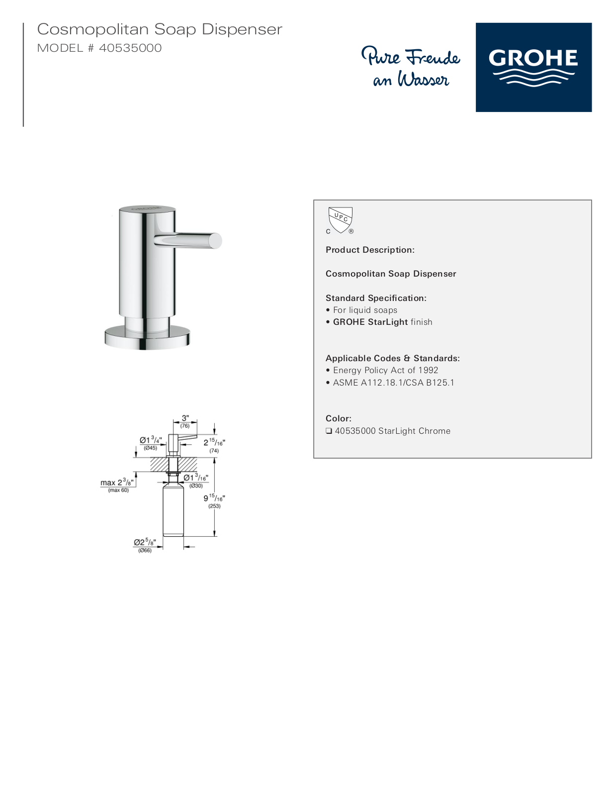 GROHE GRH4758 Specifications - ManualMachine.com