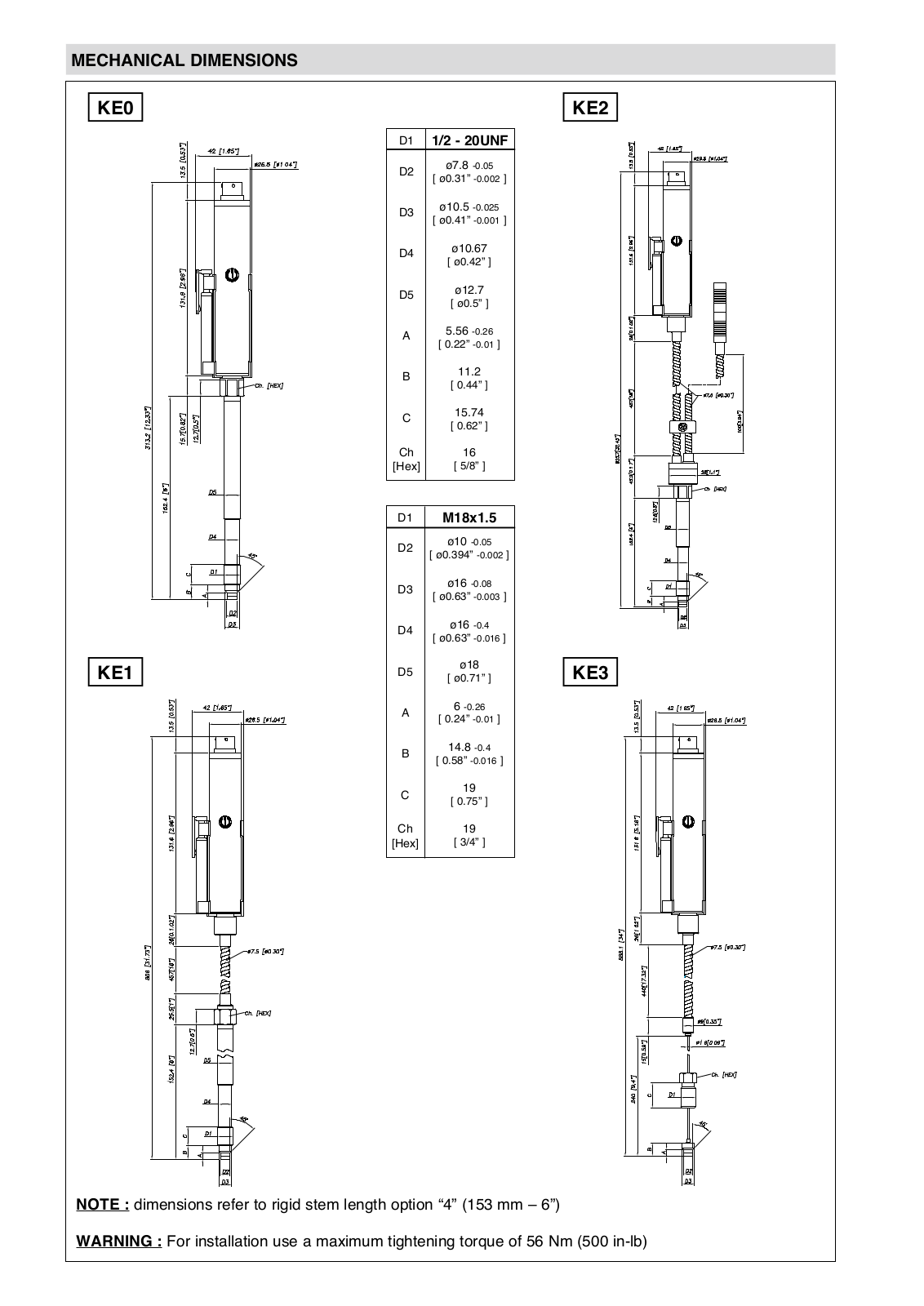 Gefran KE SERIES Dimensional Sheet