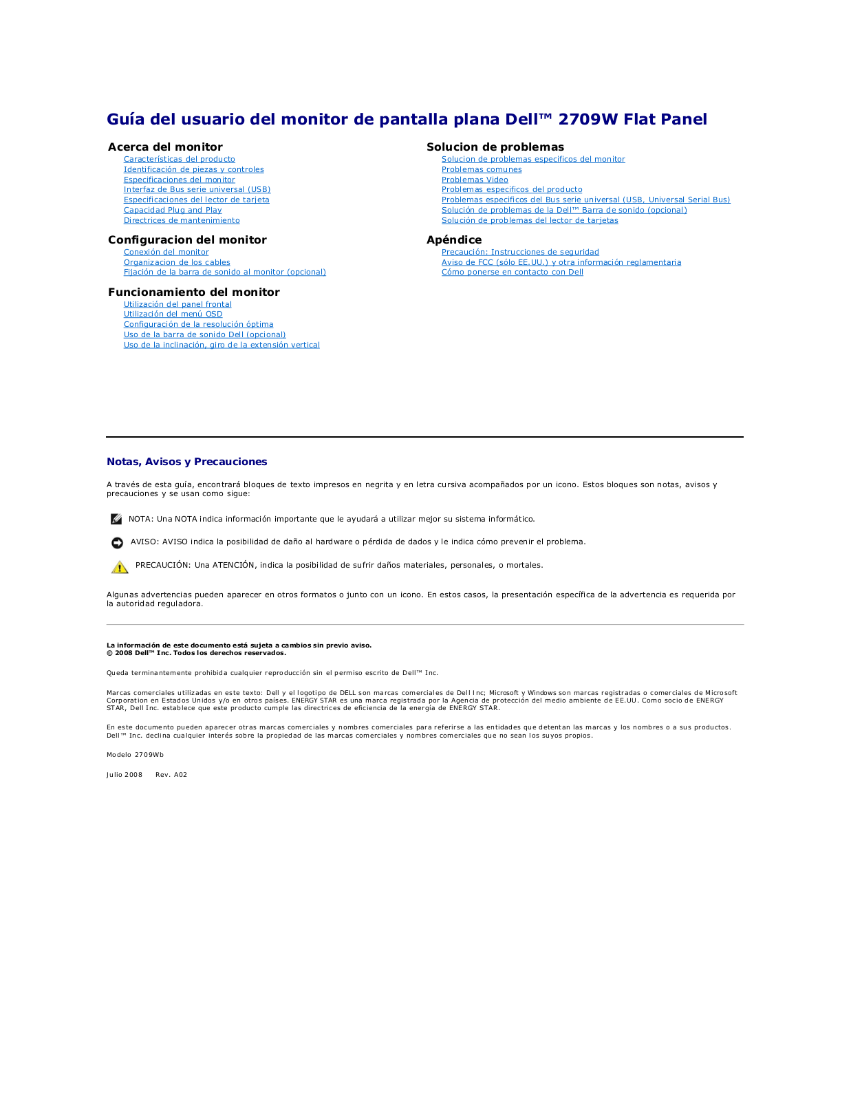 Dell 2709W User Manual