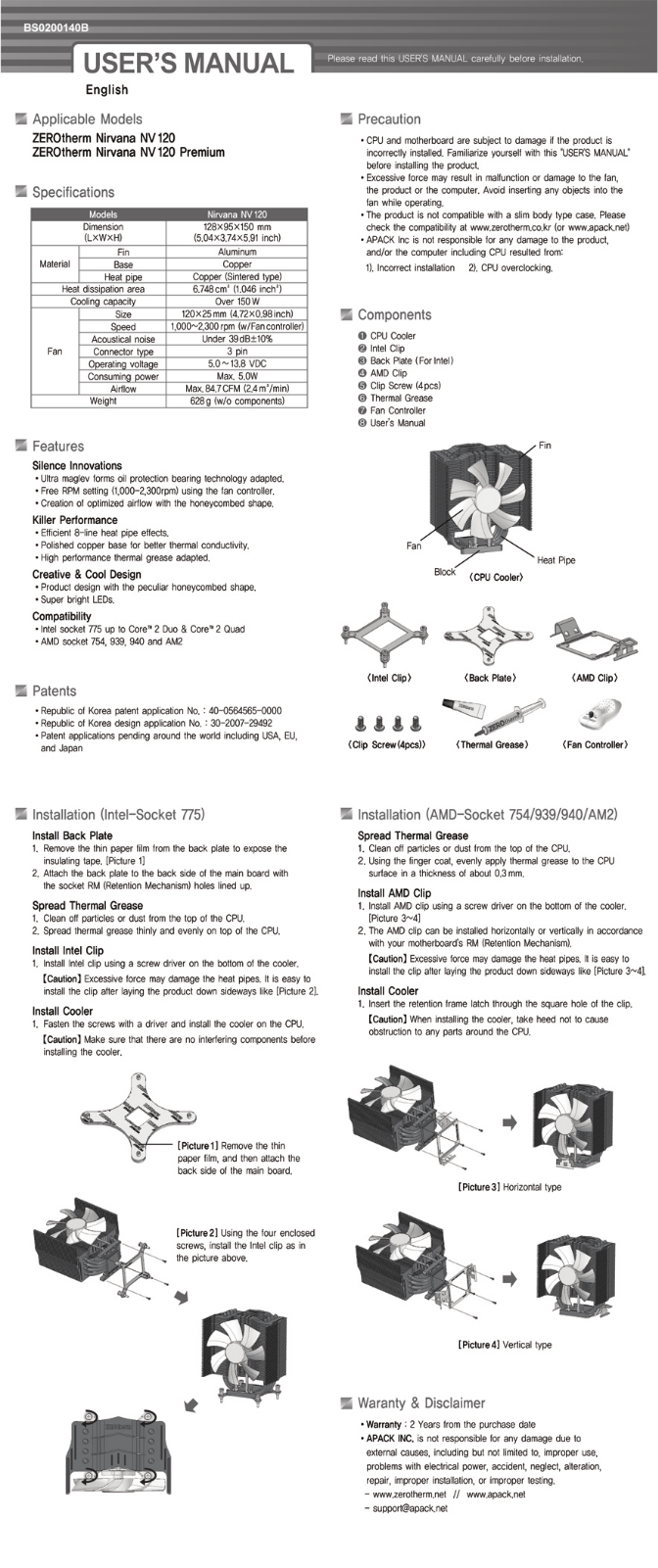 ZEROtherm NV120 User Manual