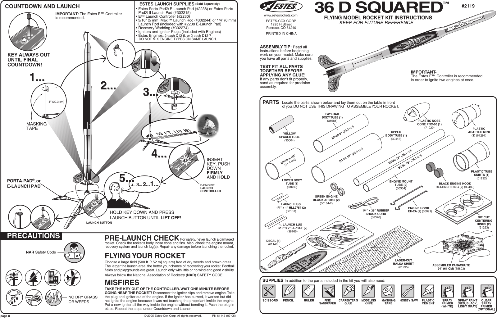 ESTES 36 D Squared User Manual