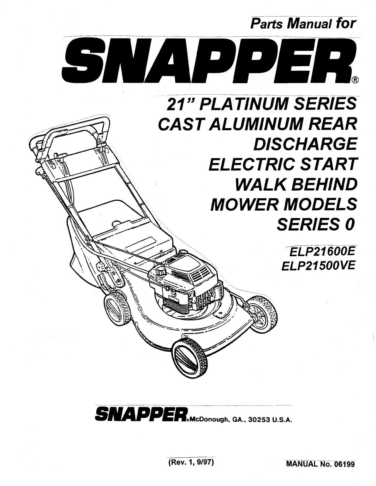 Snapper ELP21500VE User Manual