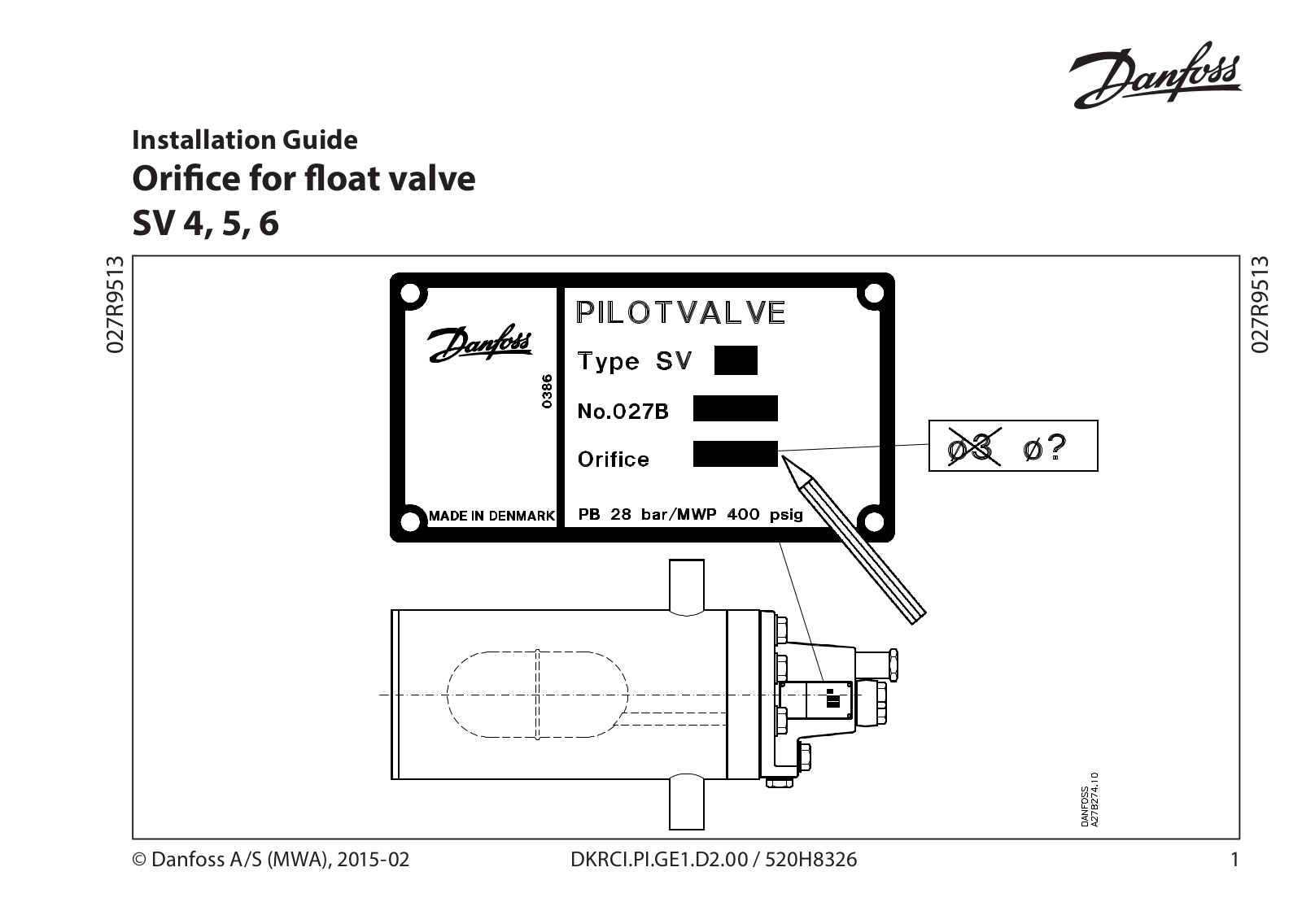 Danfoss SV 4, SV 5, SV 6 Installation guide