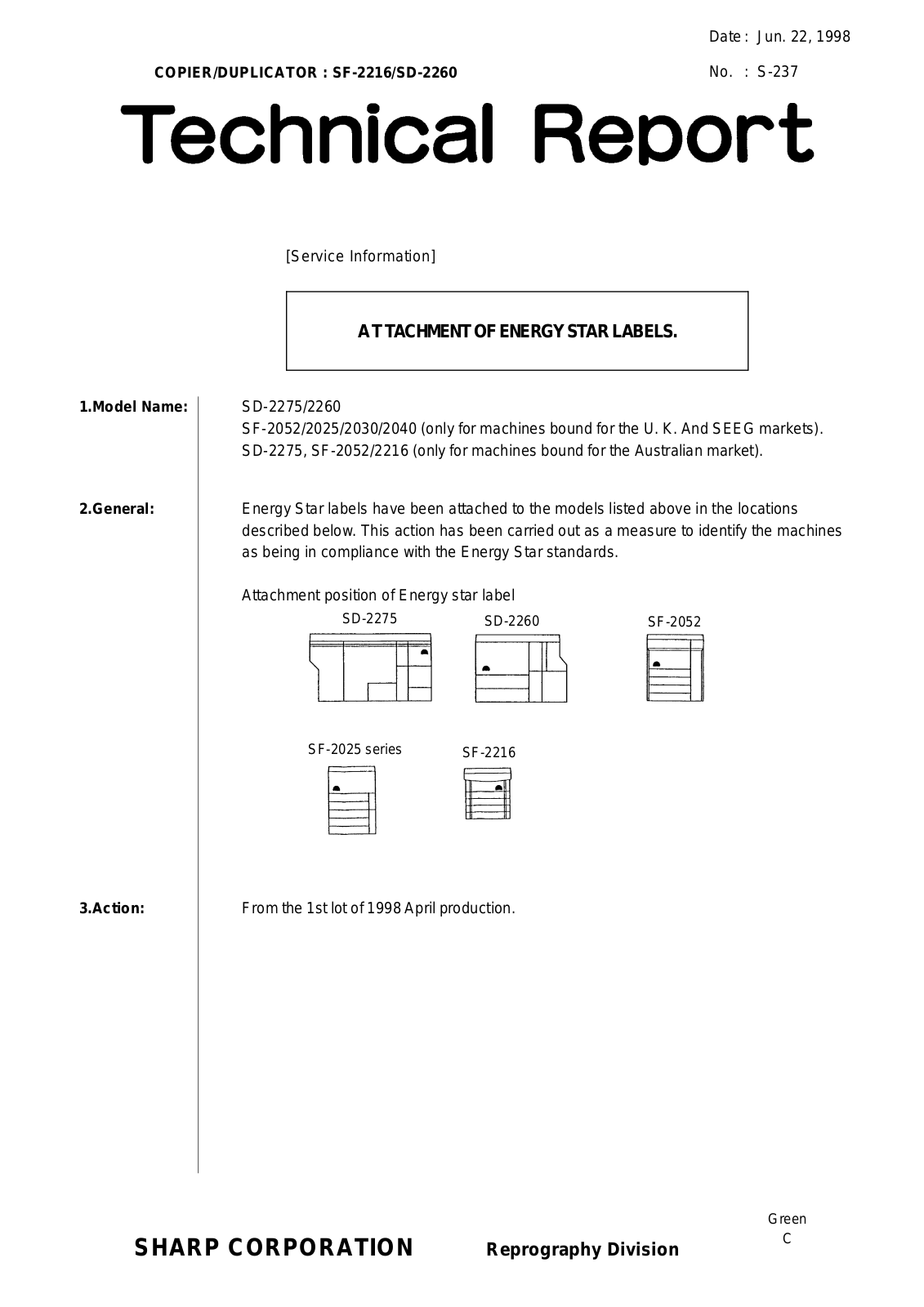 SHARP S237 Technical Report