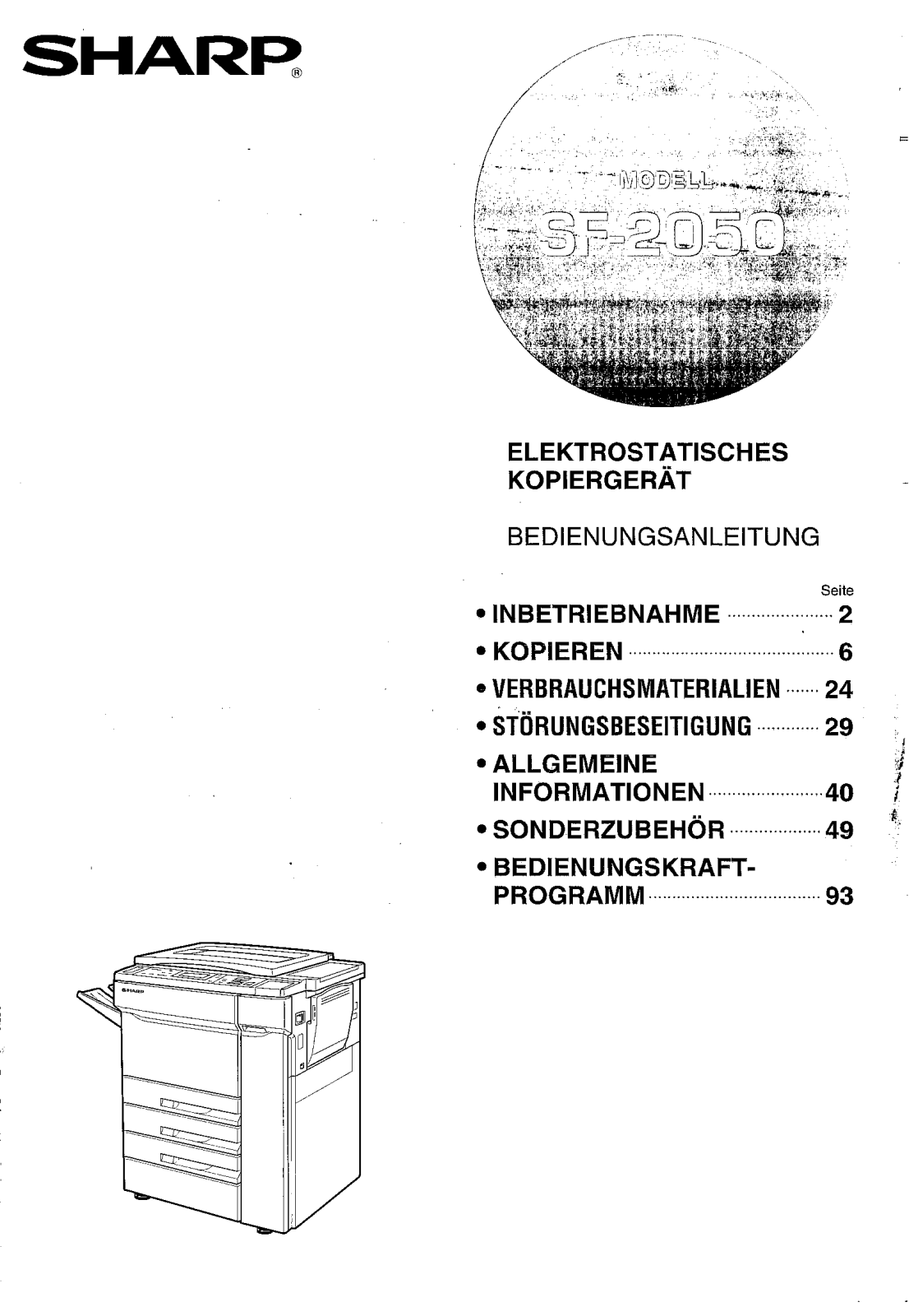 Sharp SF-2050 User Manual