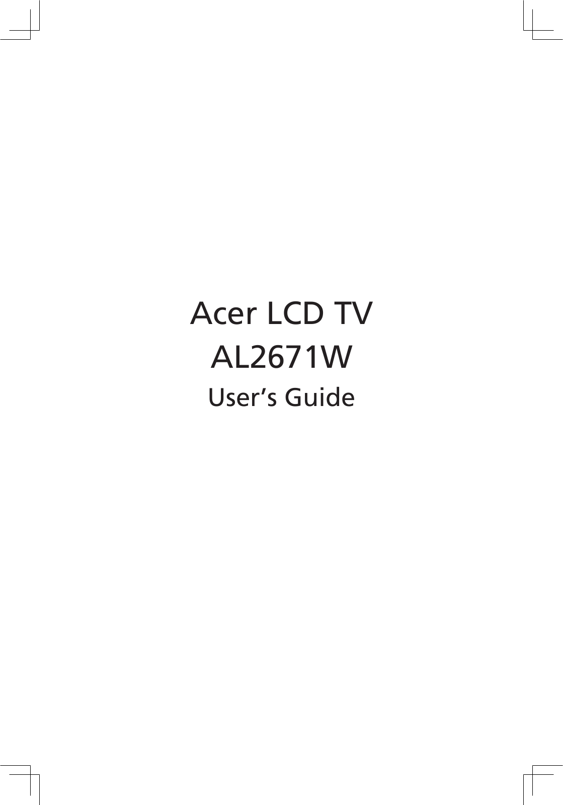 Acer AL2671W User Manual