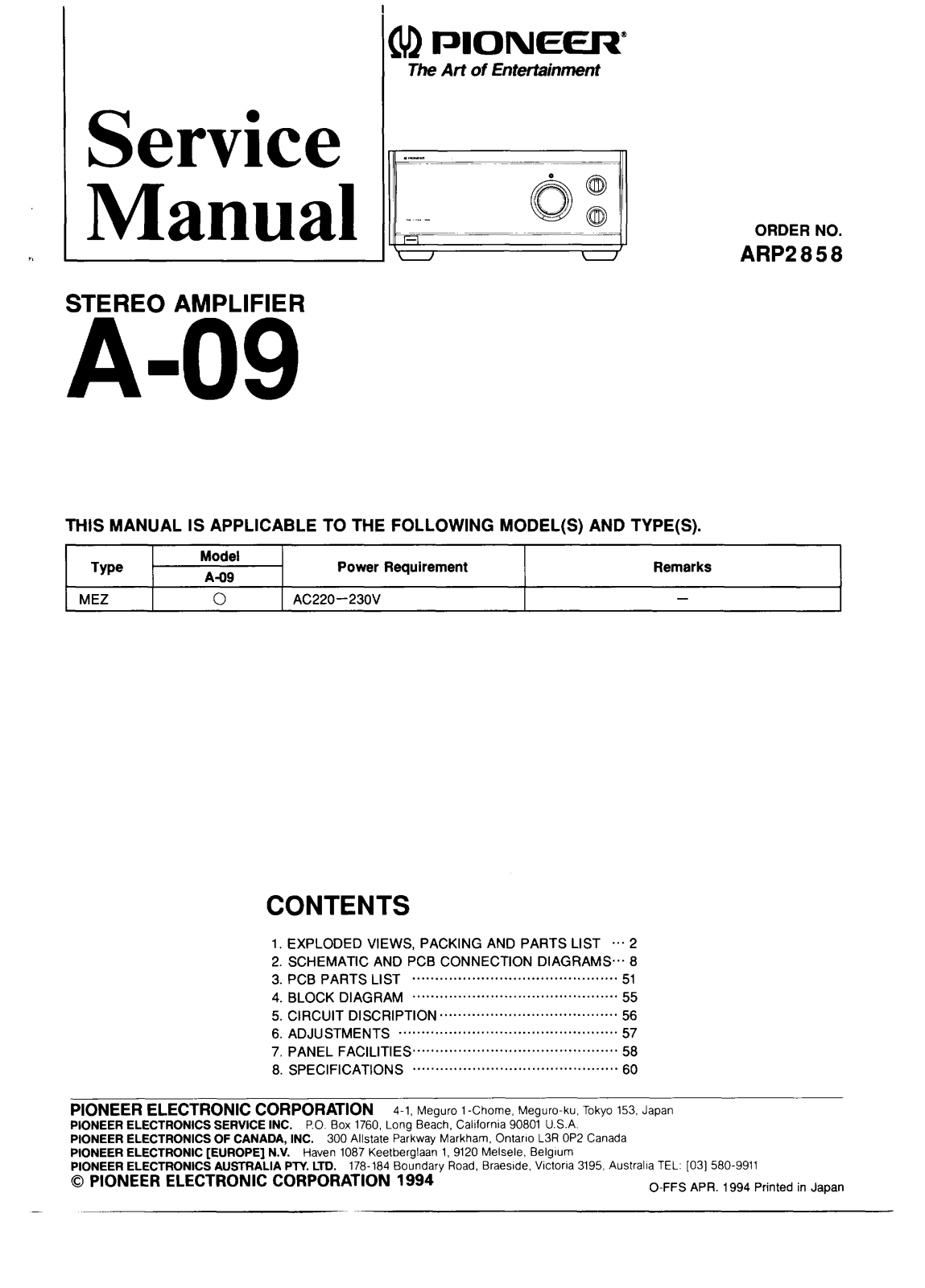 Pioneer A-09 Service manual