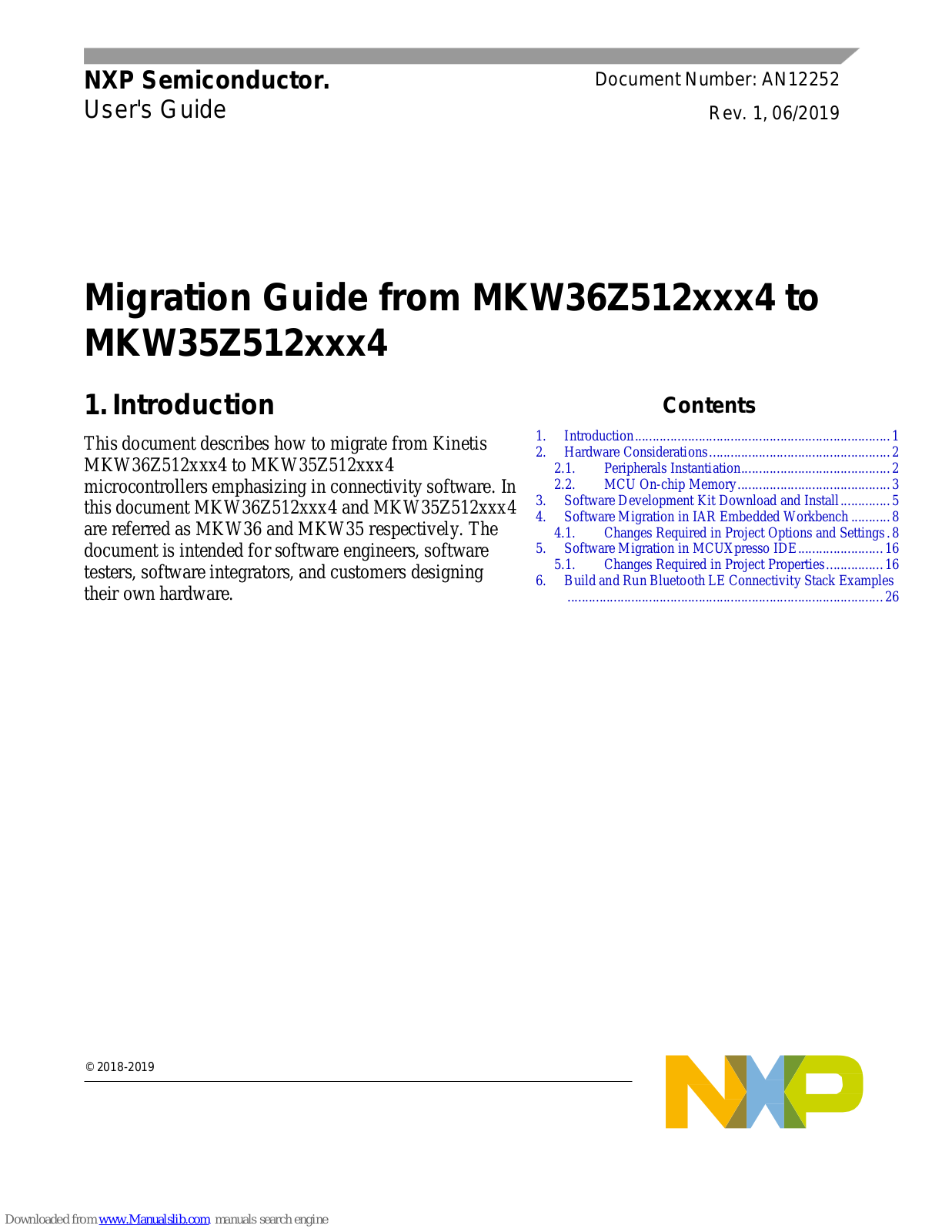 NXP Semiconductors MKW36Z512xxx4, MKW35Z512xxx4 Migration Manual