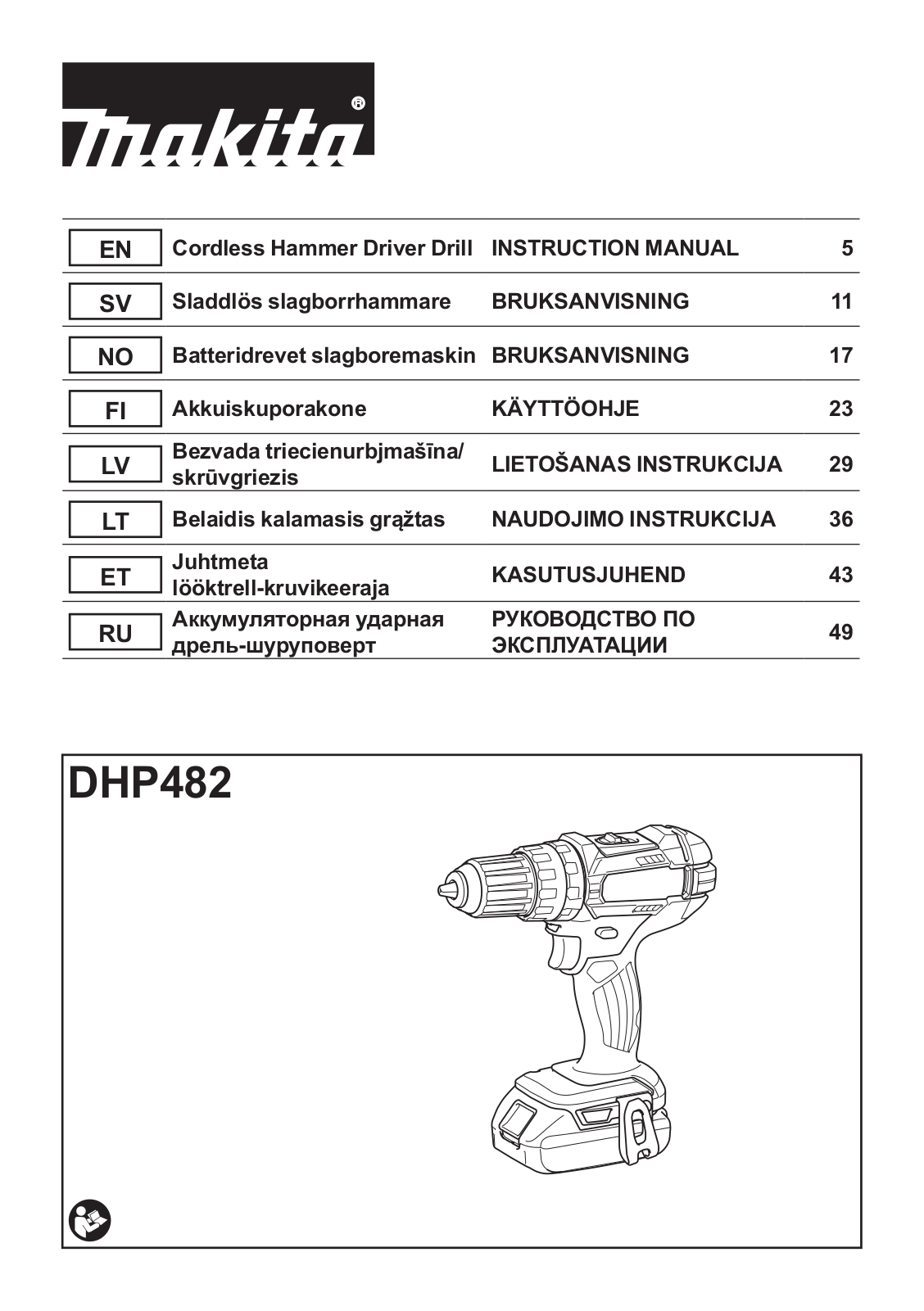 Makita DHP482SYE User manual